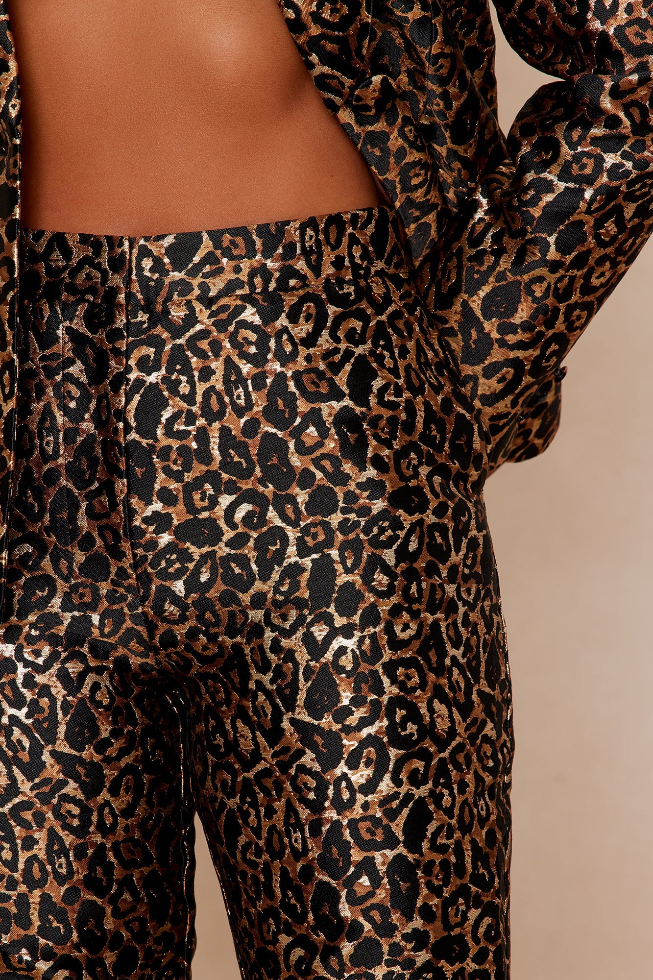 Olivia Jacquard Blazer Pant Set - Gold/Black