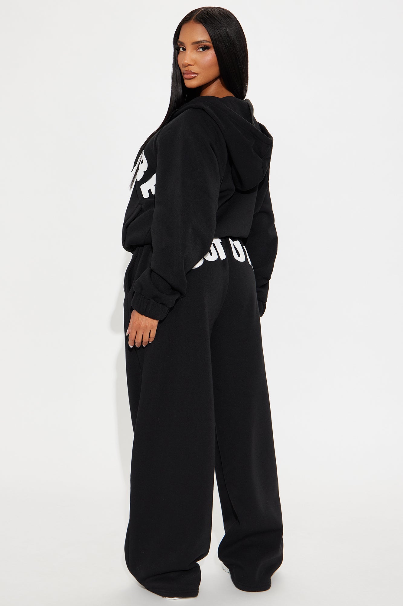 Couture Comfort Zip Up Fleece Pant Set - Black