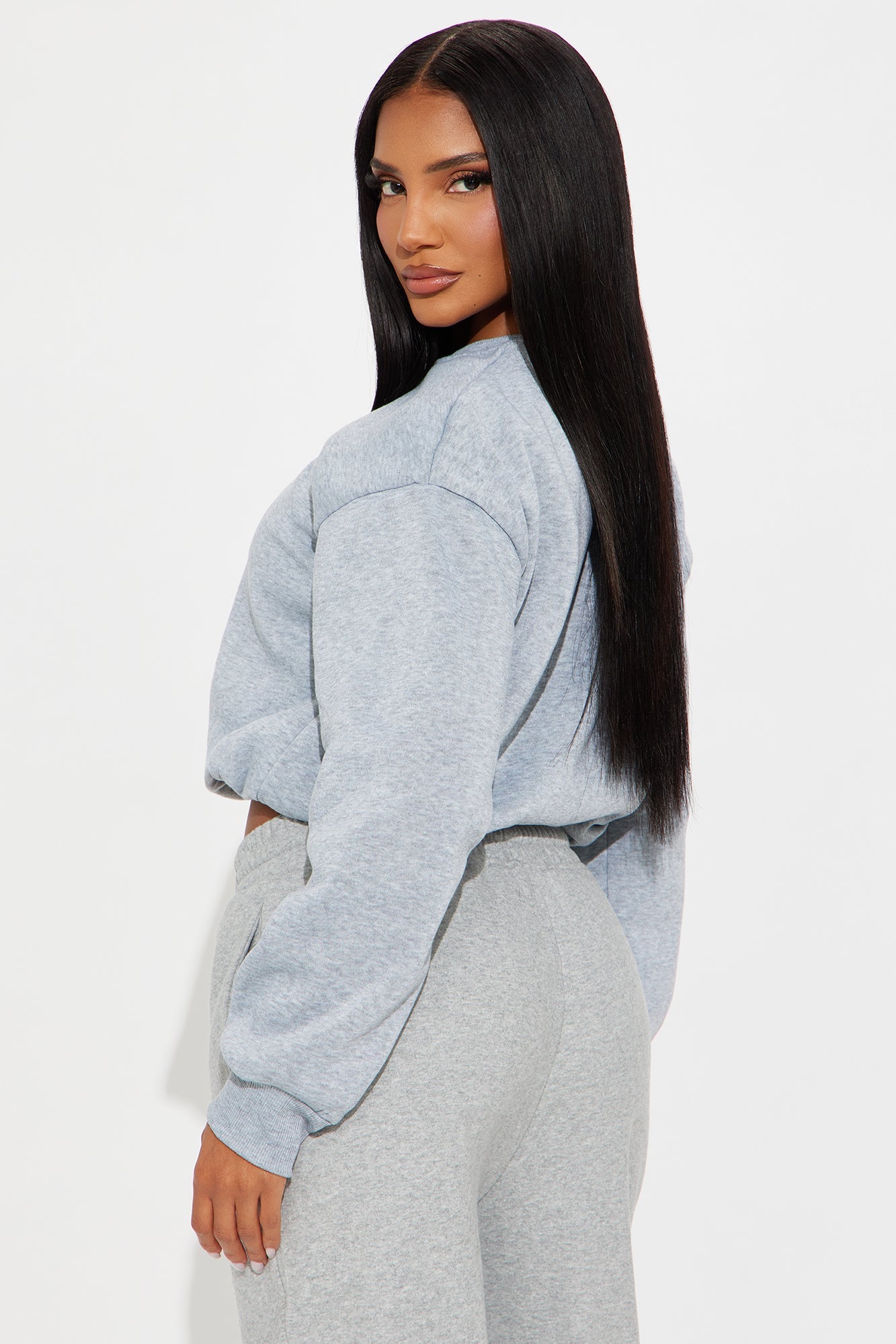 Classic Look Bubble Fleece Sweatshirt - Heather Grey