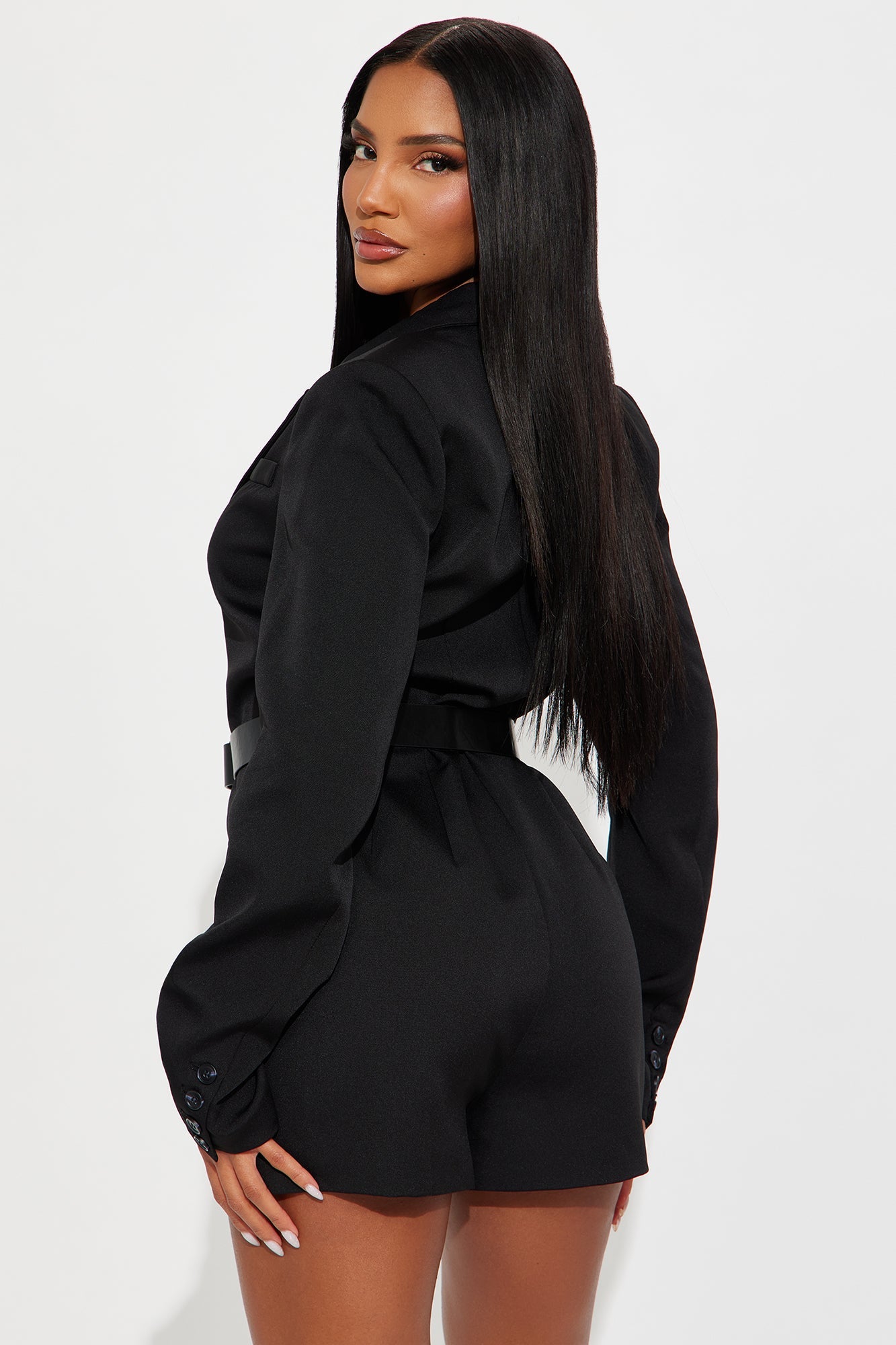 Kalani Blazer Belted Romper - Black