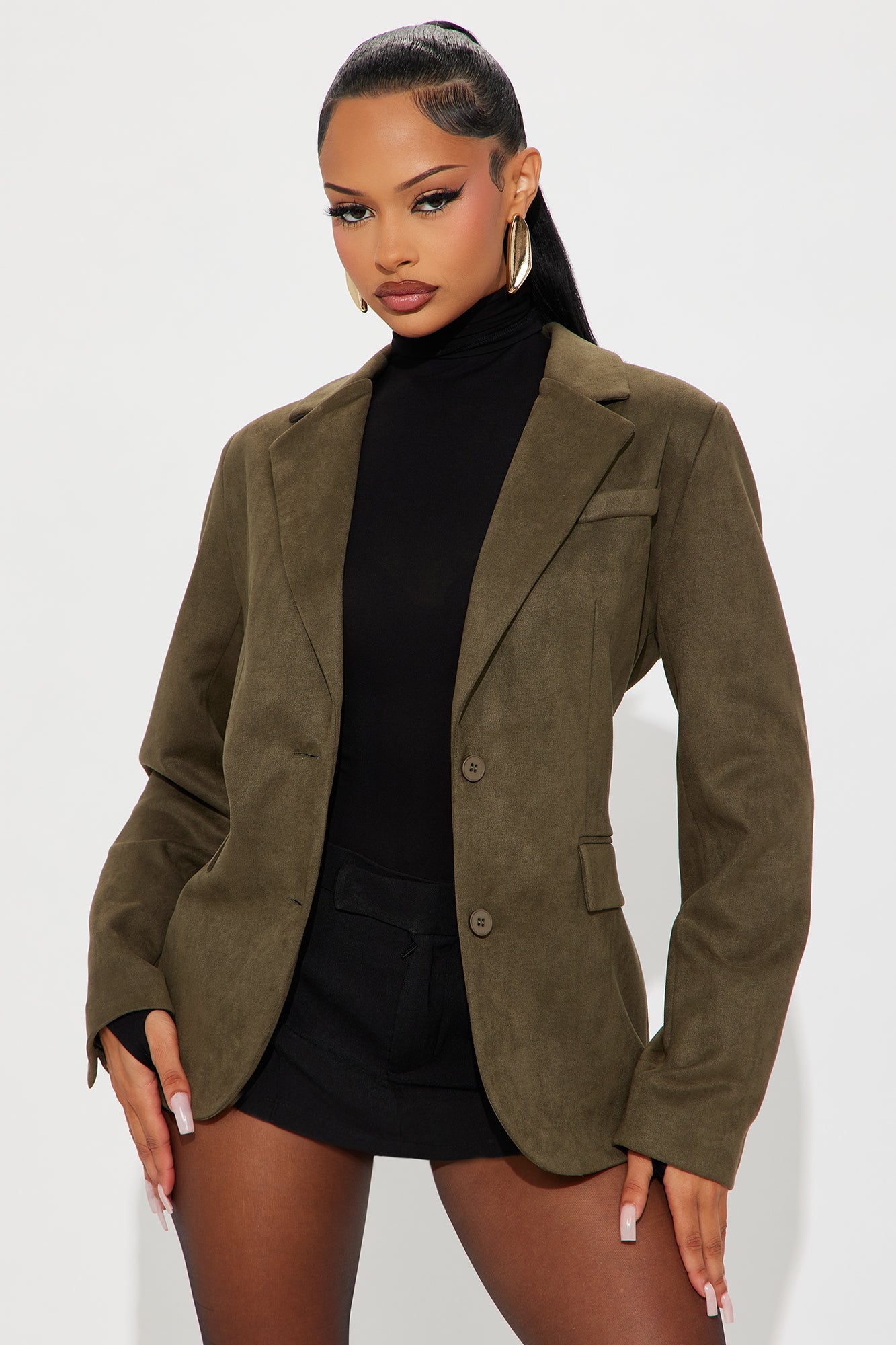 Jazlyn Oversized Blazer - Dark Olive