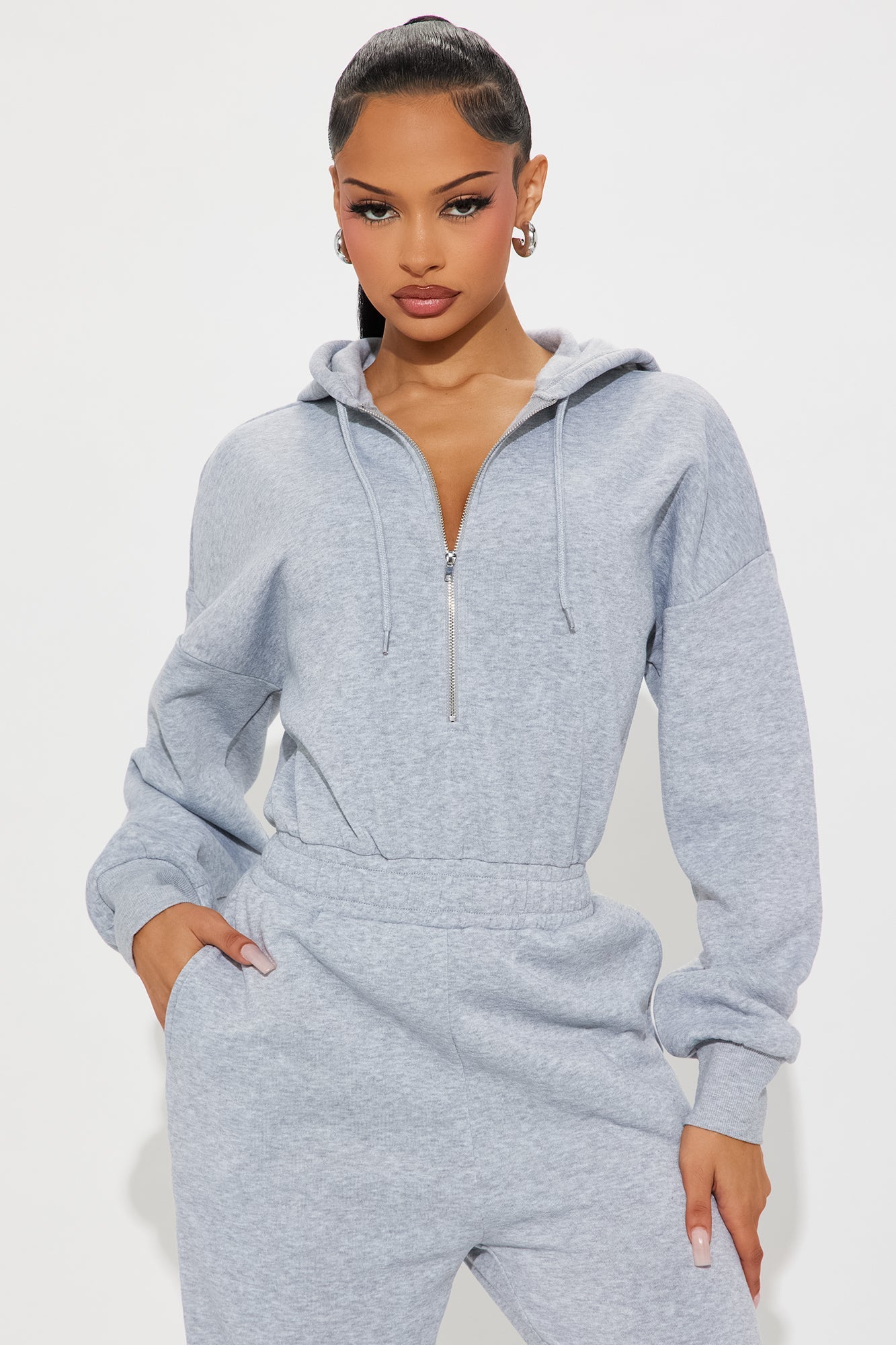 Charlie Fleece Jumpsuit - Heather Grey