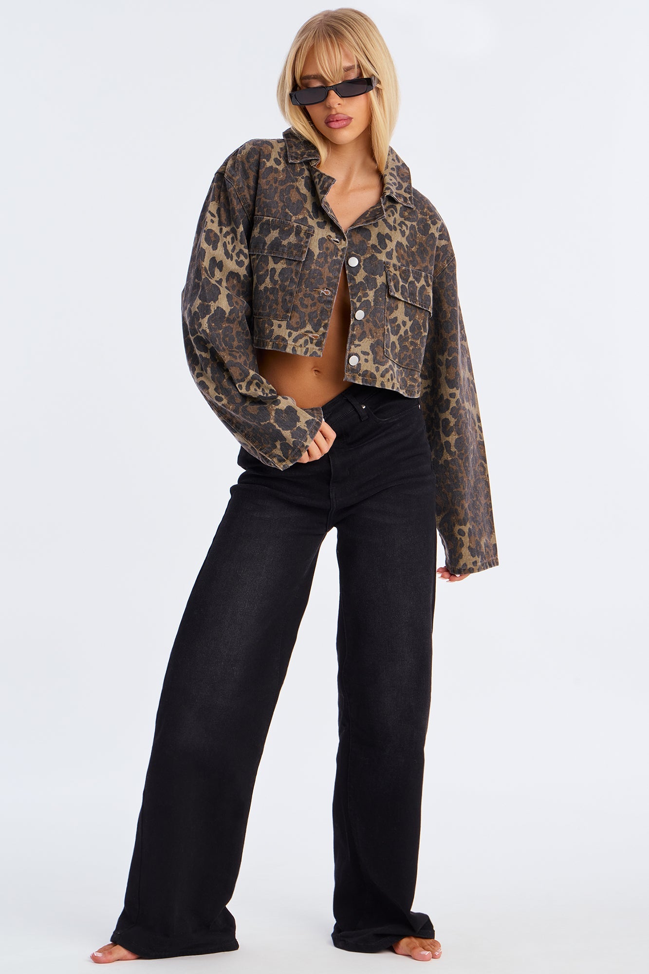 Jungle Brat Cropped Leopard Jacket - Leopard