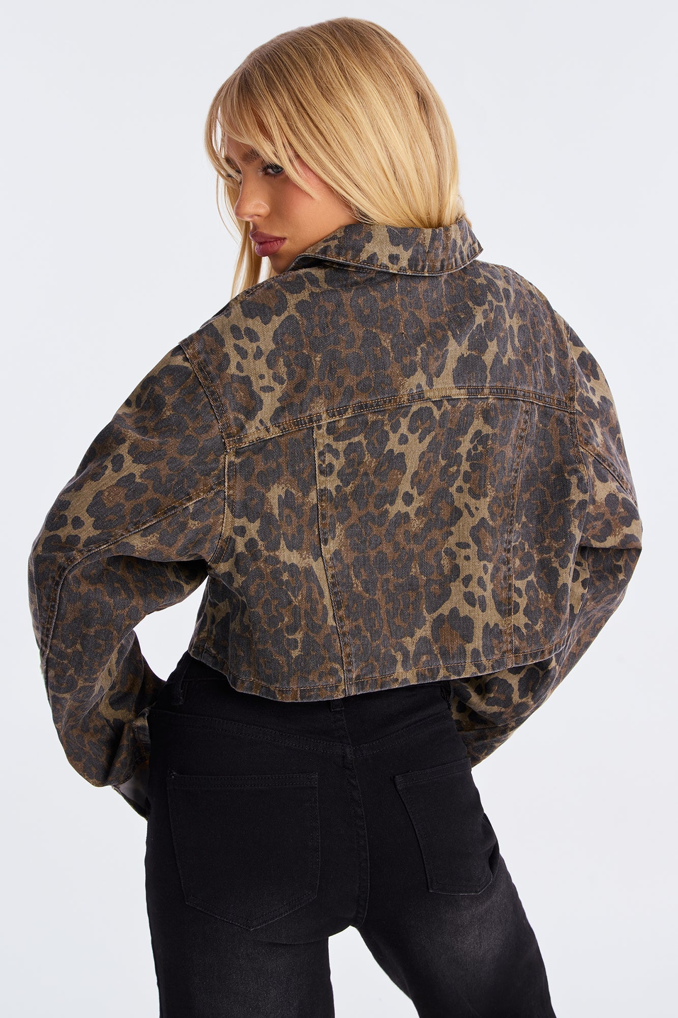 Jungle Brat Cropped Leopard Jacket - Leopard