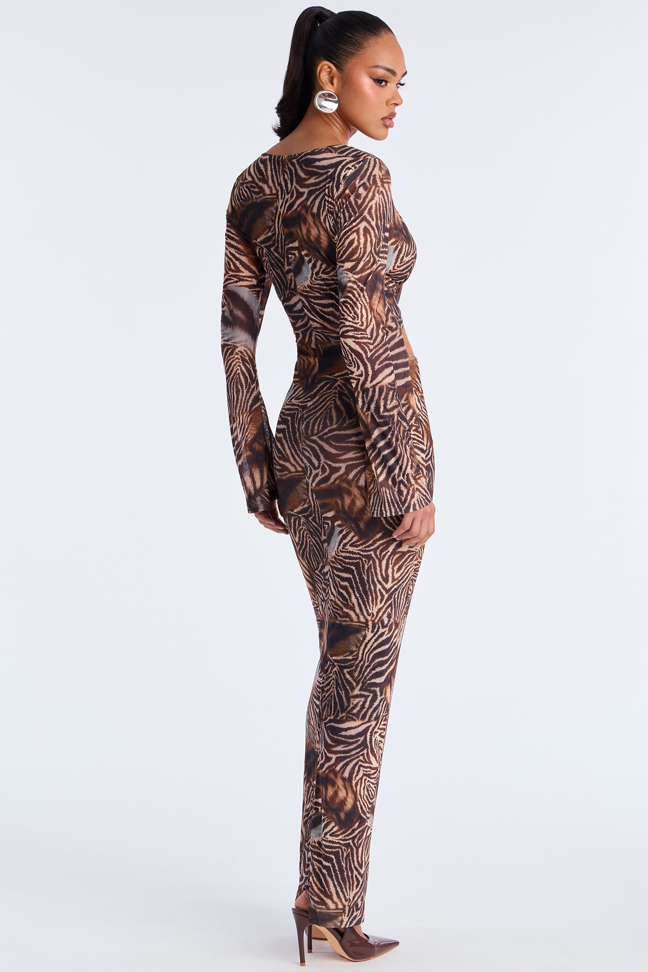To The Rush Maxi Dress - Brown/combo