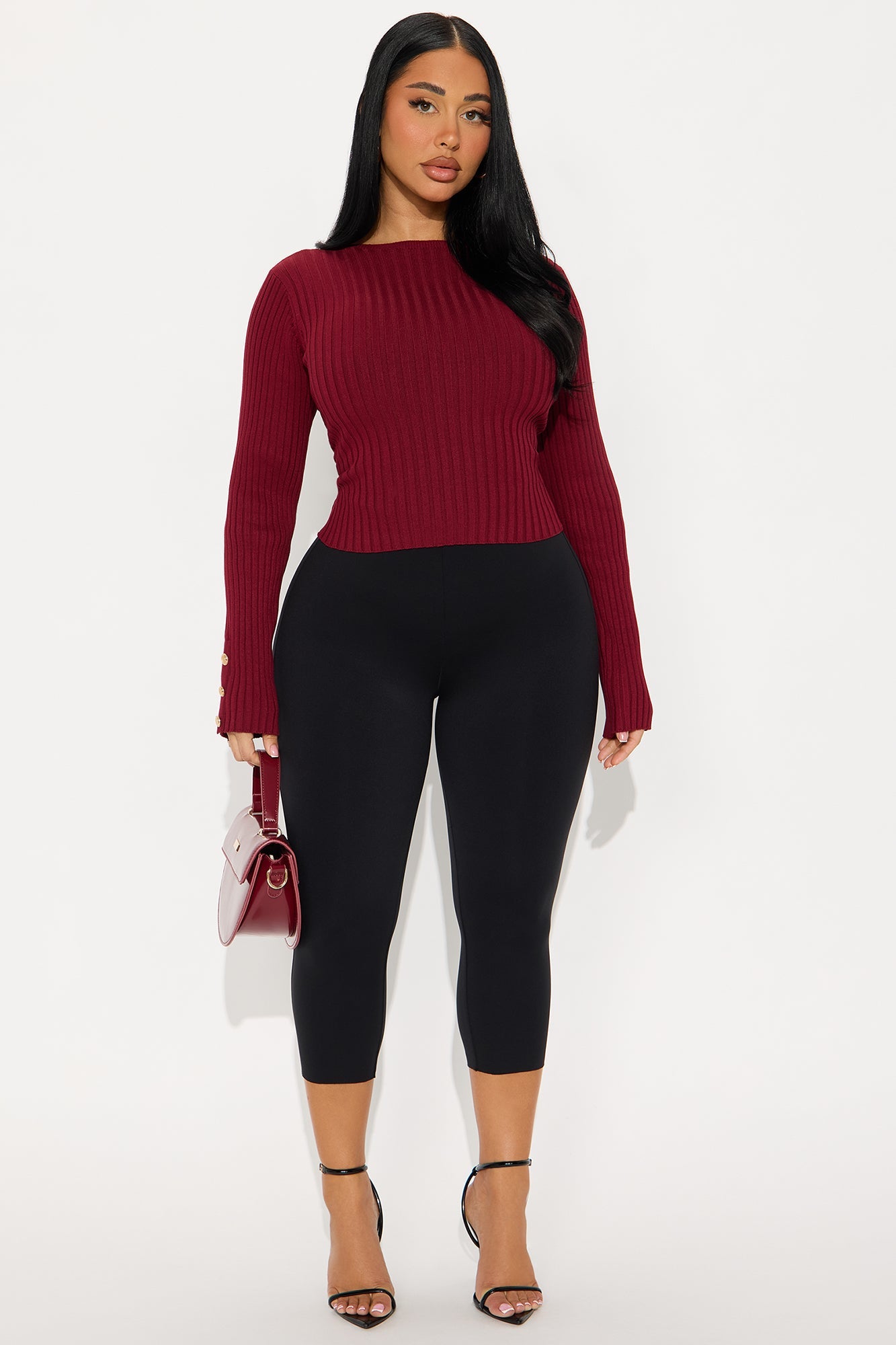 Sweet Revenge Backless Sweater Top - Burgundy