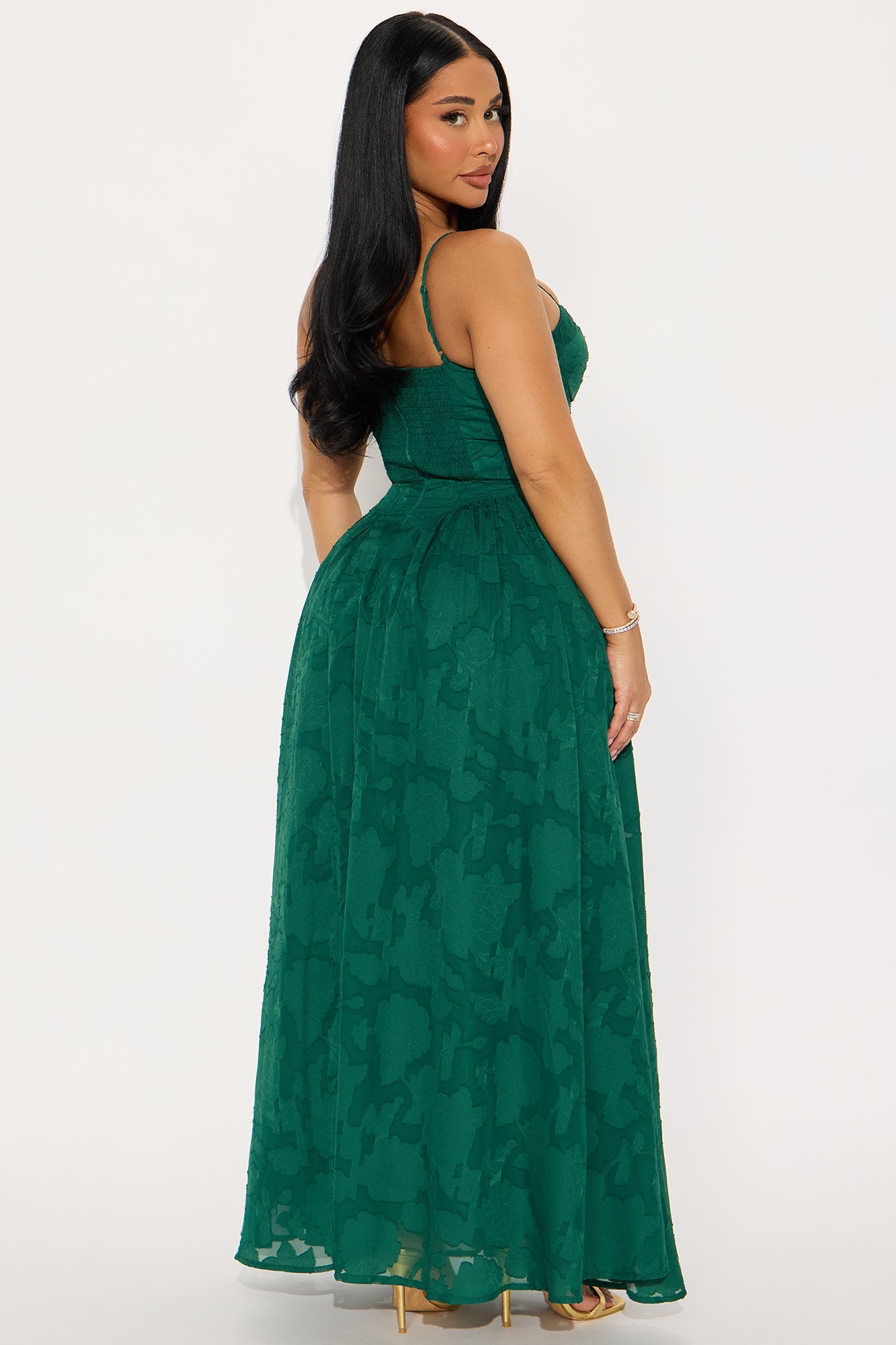 Morning Kiss Jacquard Maxi Dress - Hunter