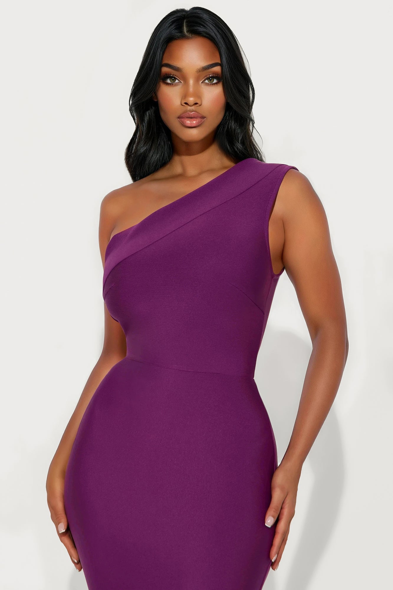 Demi Asymmetrical Midi Dress - Plum