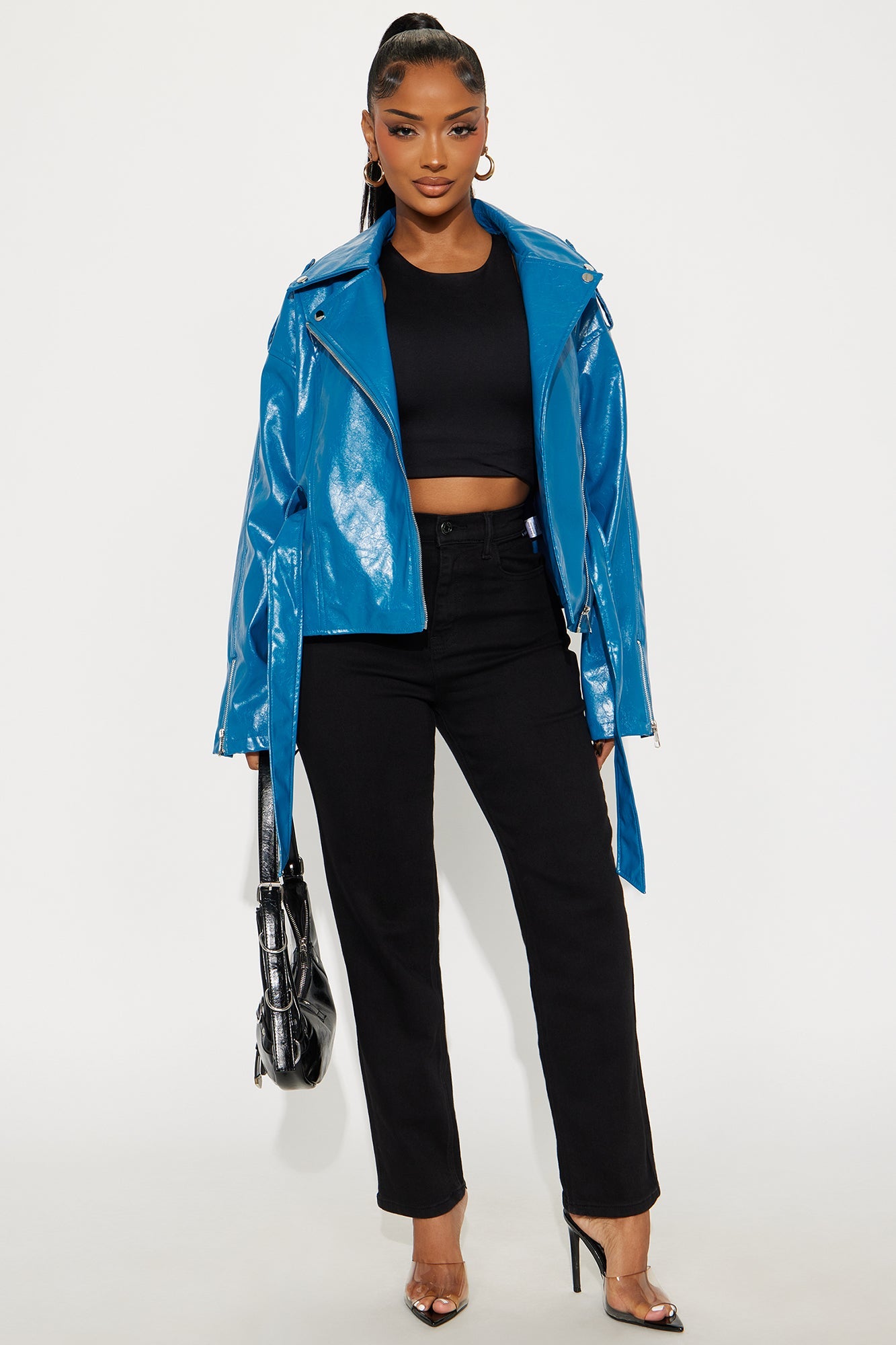 Moving On Faux Leather Moto Jacket - Teal