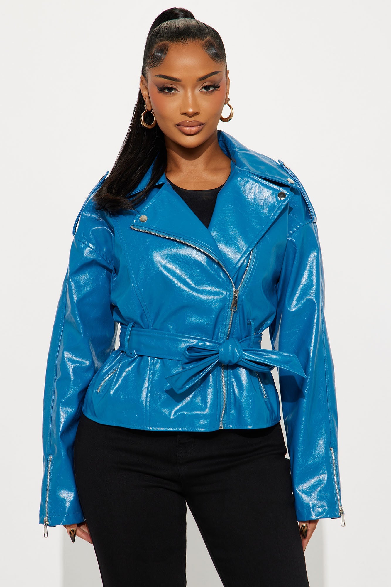 Moving On Faux Leather Moto Jacket - Teal