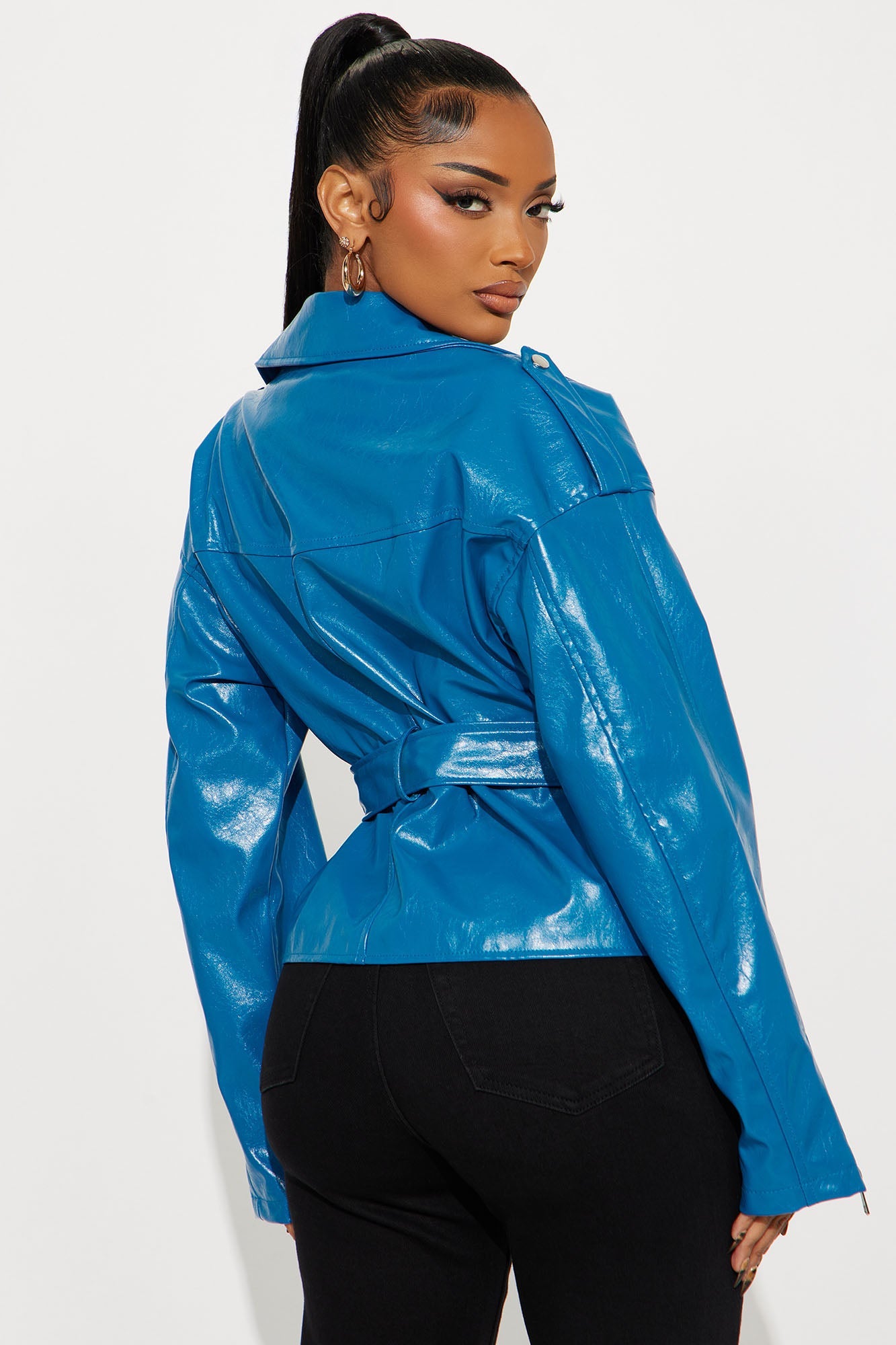 Moving On Faux Leather Moto Jacket - Teal