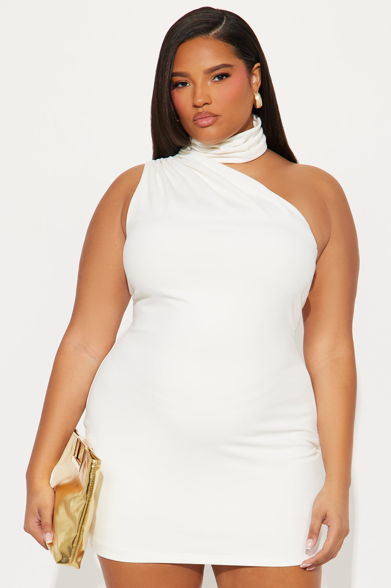 Selene High Neck Mini Dress - White