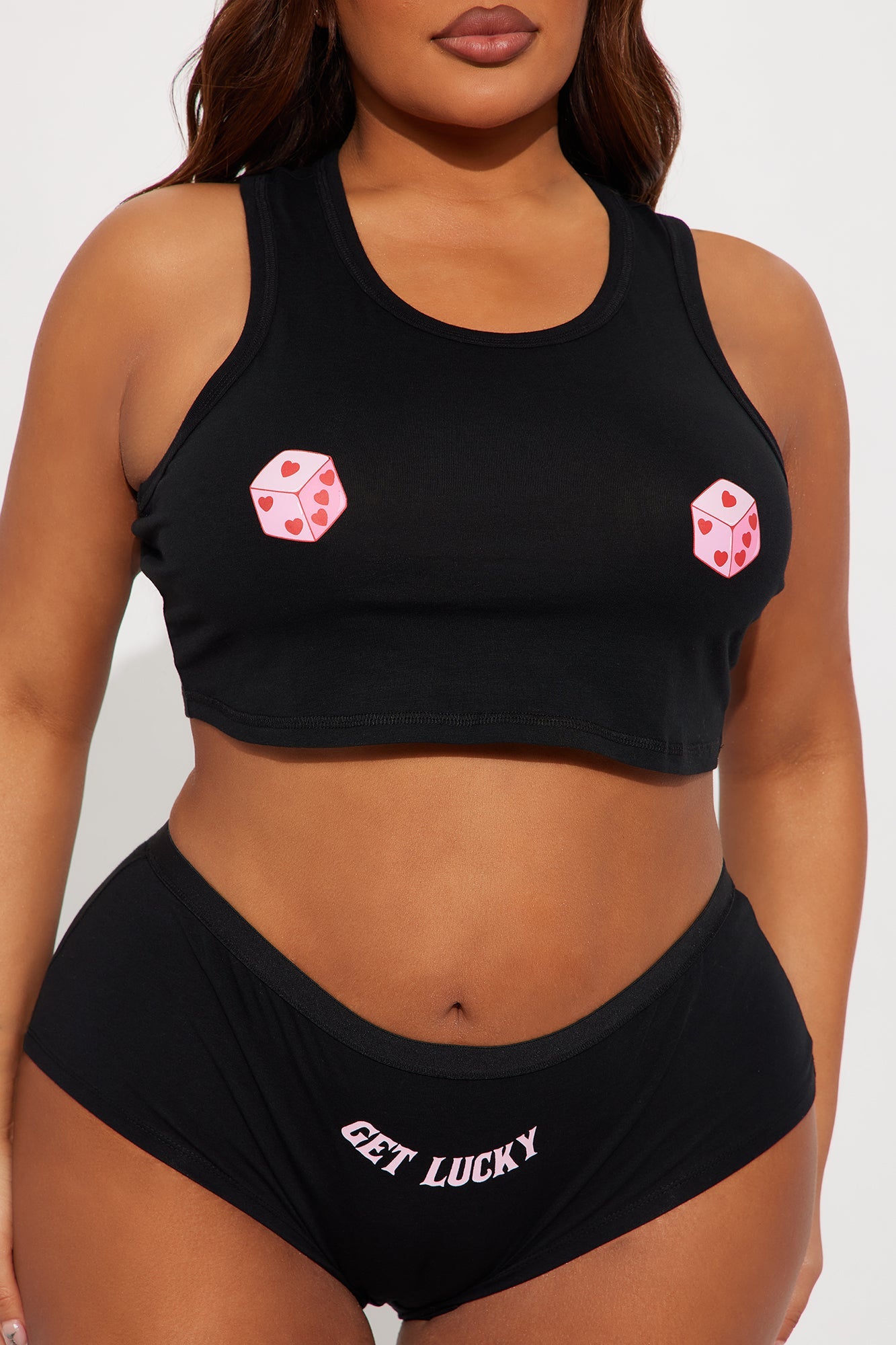 Roll The Dice Cami And Boyshort 2 Piece Set - Black