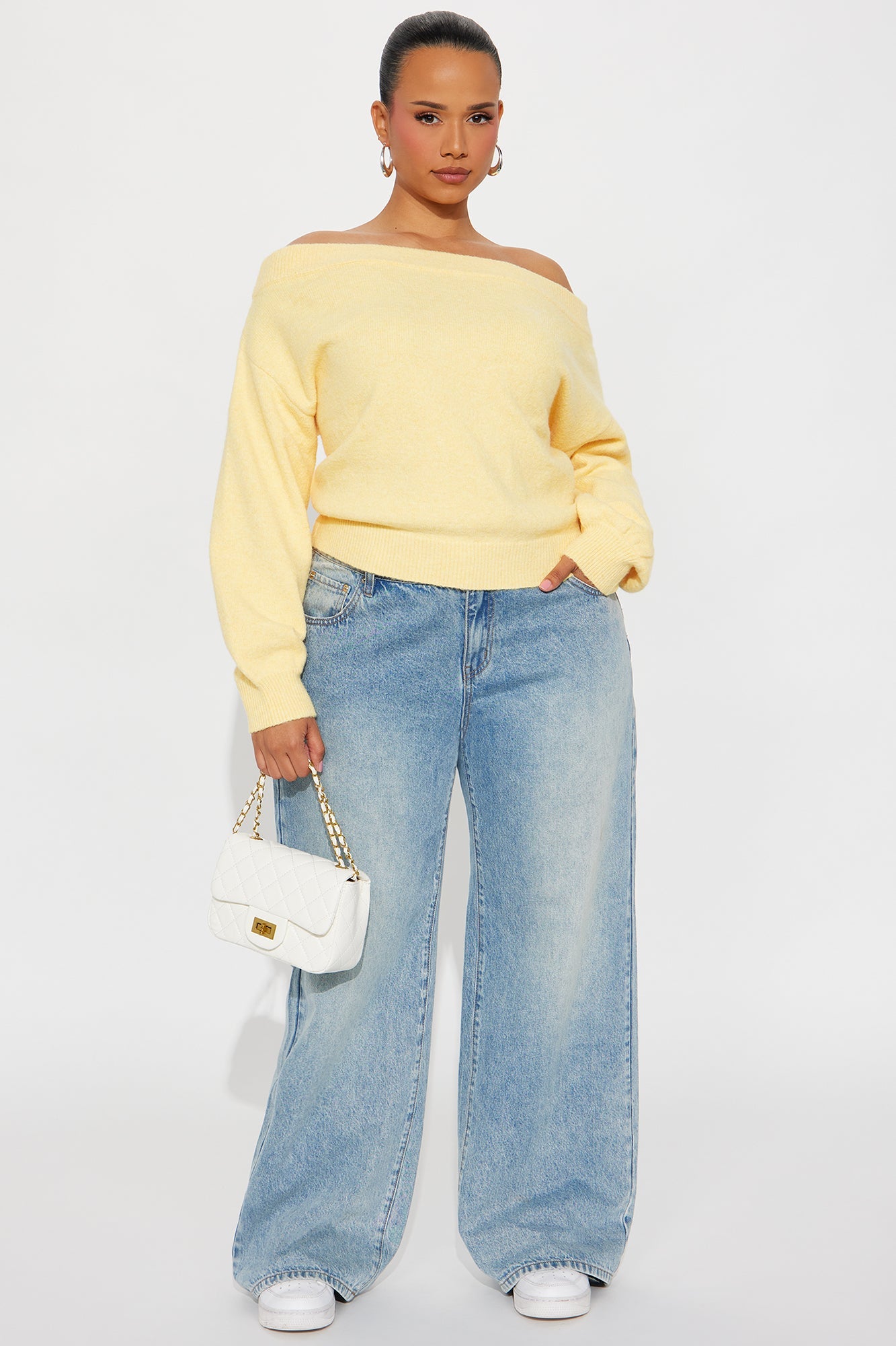 Dany Off Shoulder Sweater - Butter Yellow
