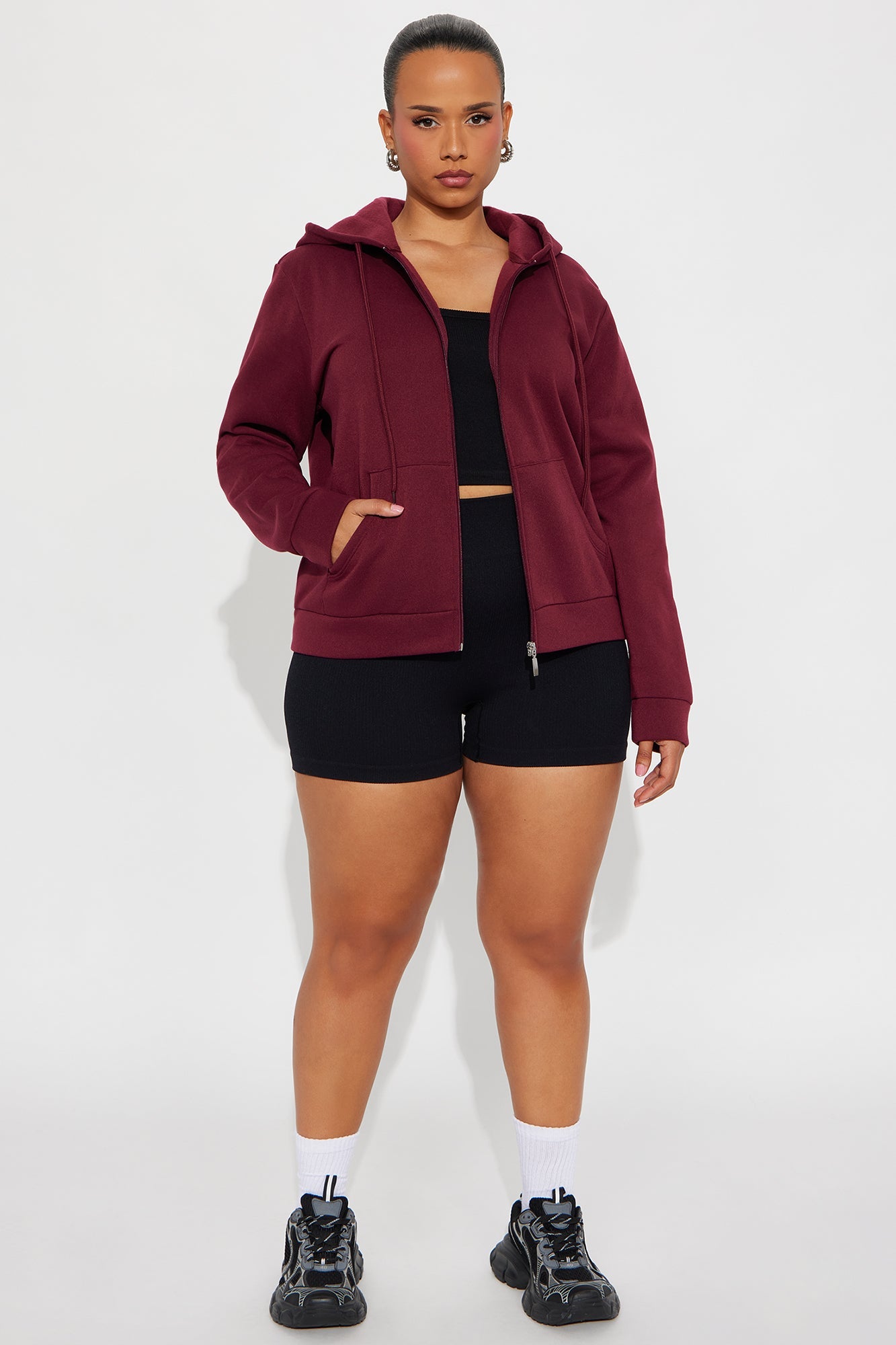 Candice Zip Up Hoodie - Burgundy
