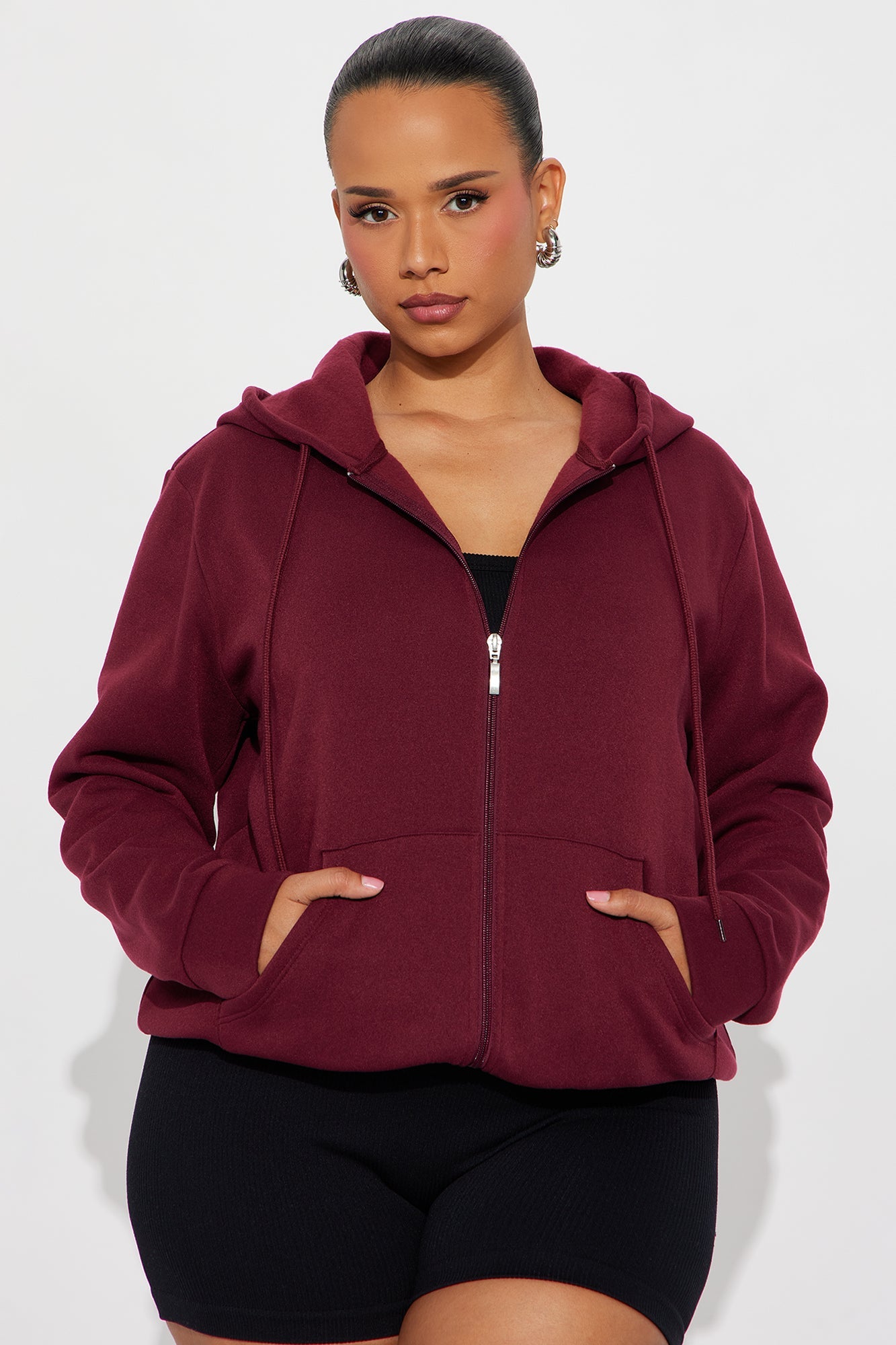 Candice Zip Up Hoodie - Burgundy
