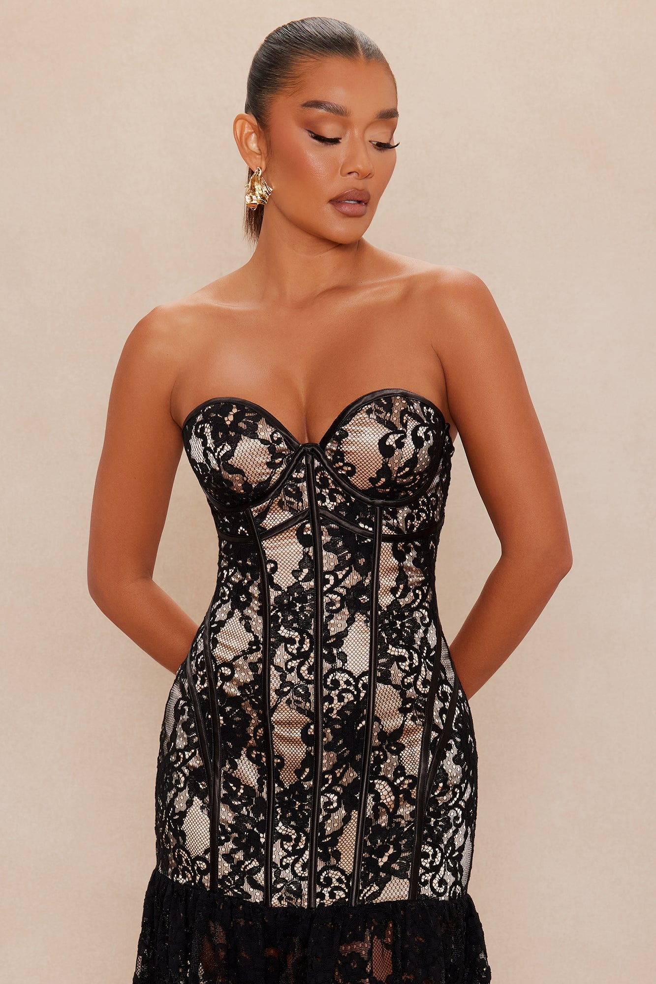Deep Desire Lace Maxi Dress - Black