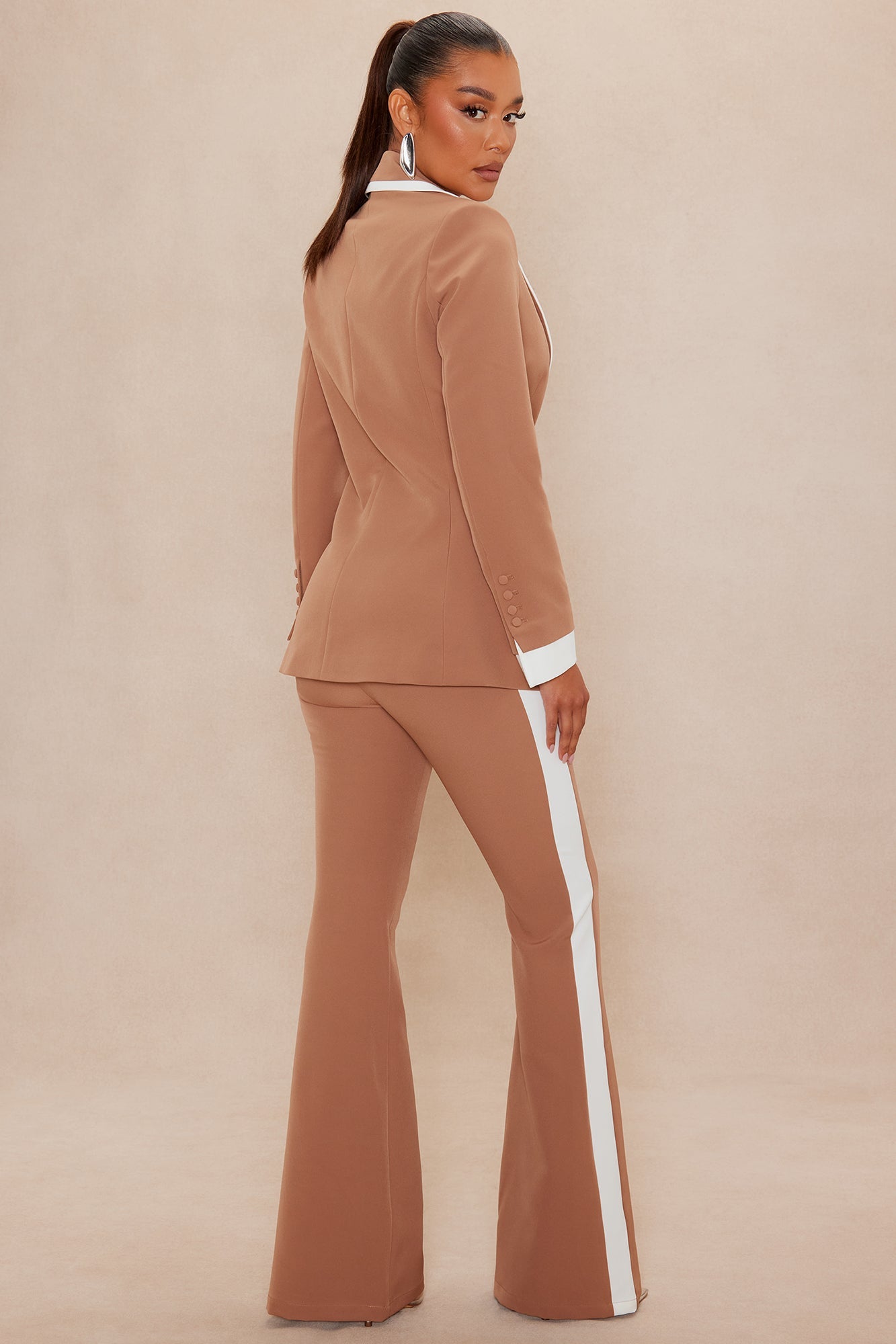 Frederica Blazer Pant Suit Set - Taupe/combo