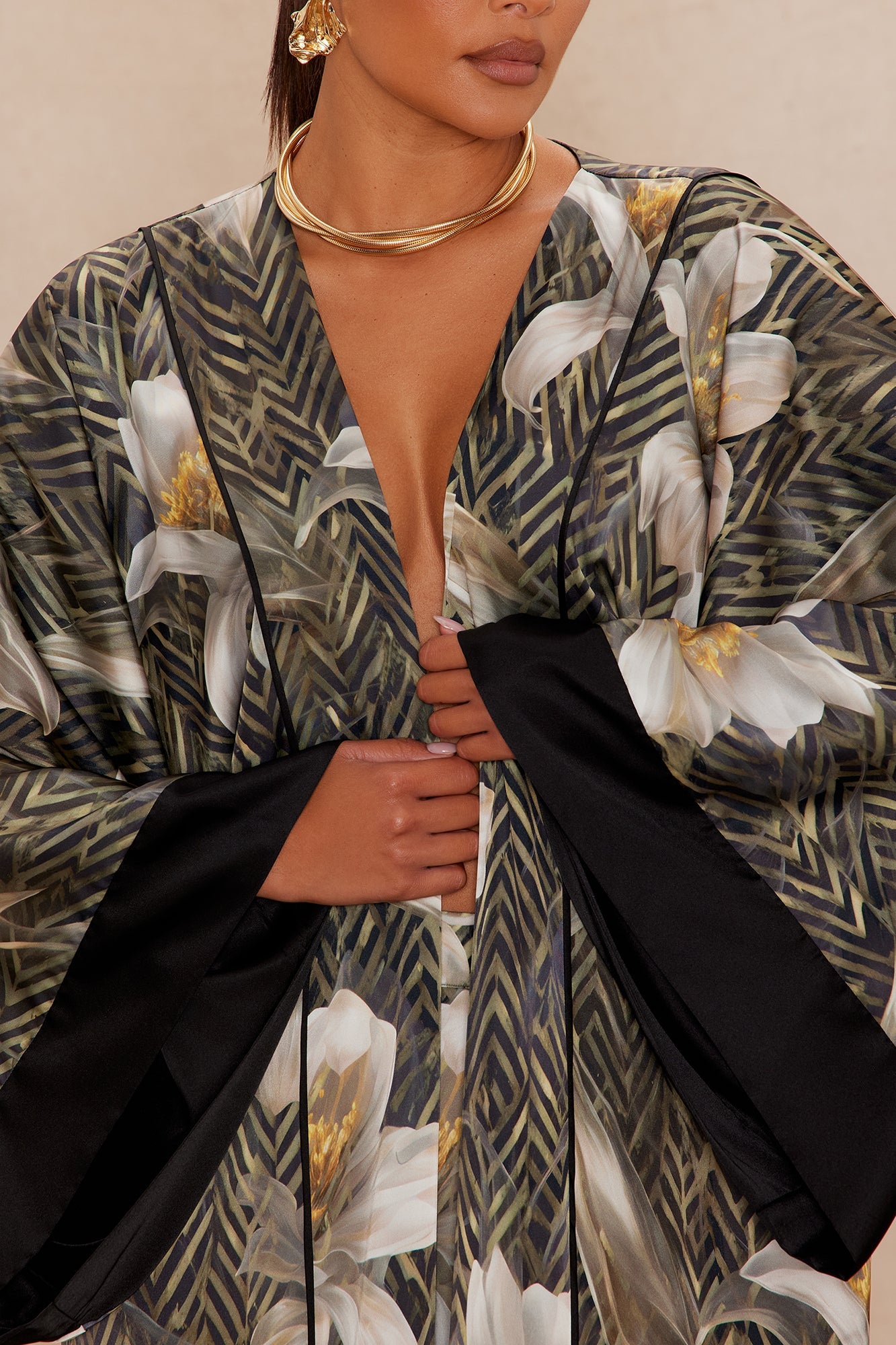 Alia Satin Kimono - Green/combo