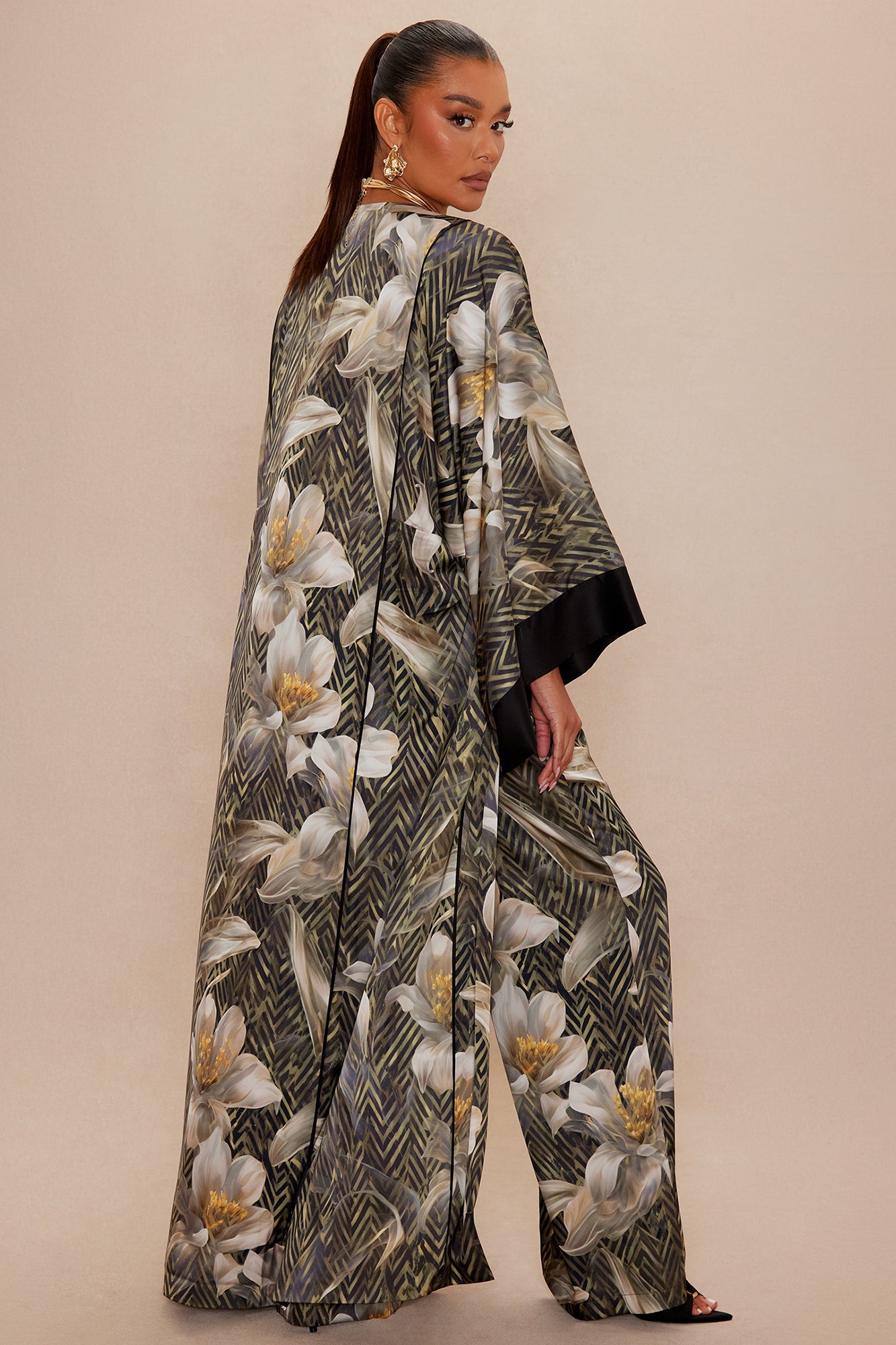Alia Satin Kimono - Green/combo
