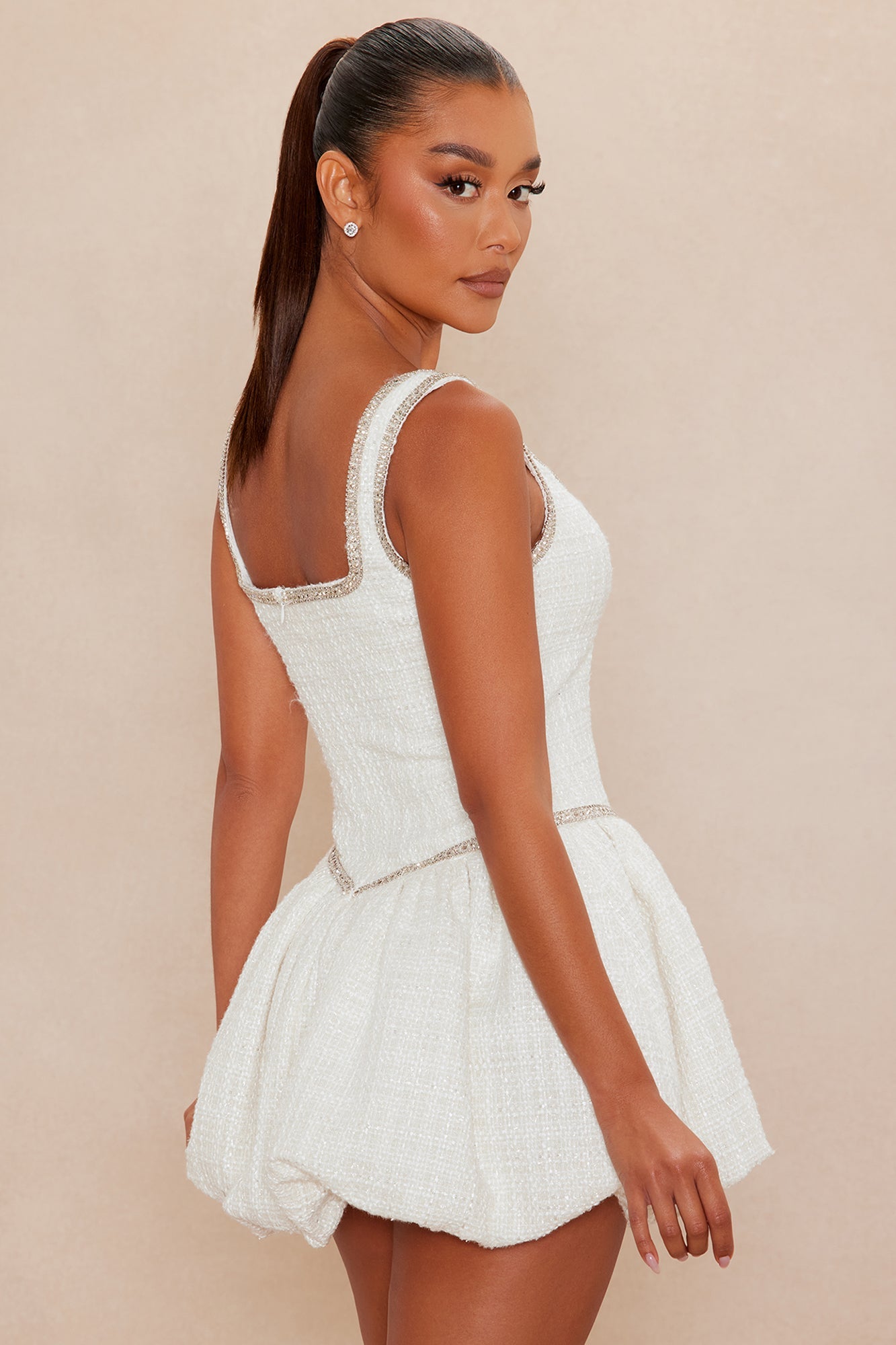 Nancey Bubble Mini Dress - Off White
