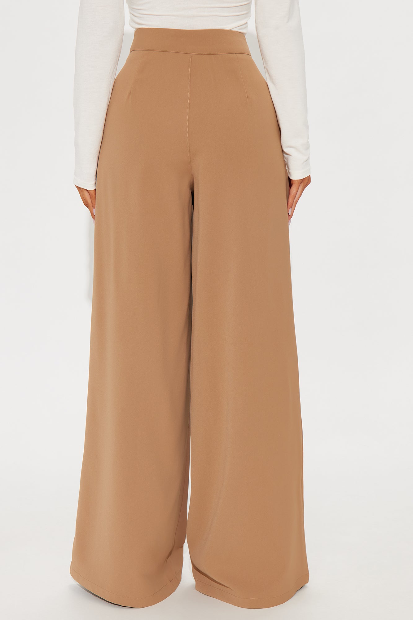 Candice Pleated Wide Leg Trouser Pant 33″ - Taupe