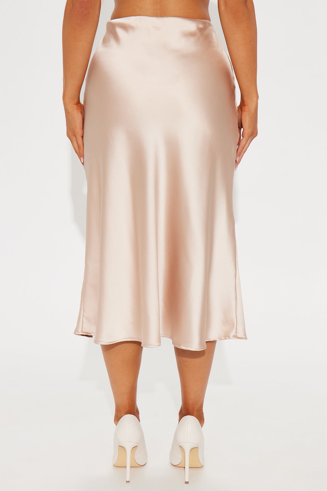 Girls Need Love Satin Midi Skirt - Champagne