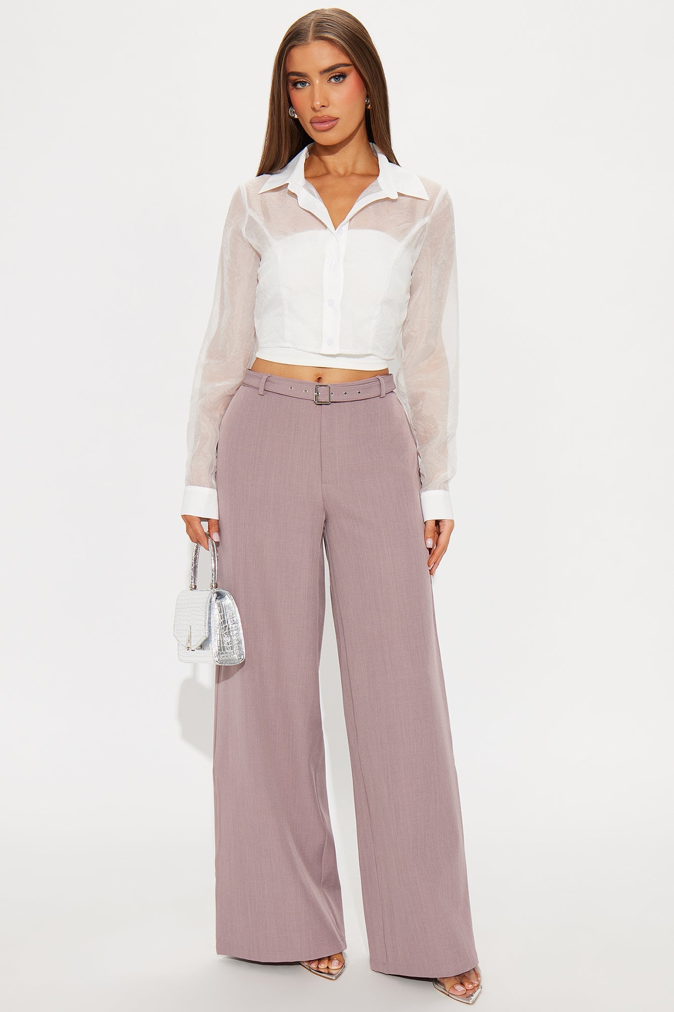 Only Boss Attitude Low Rise Belted Wide Leg Trouser 33 - Orchid