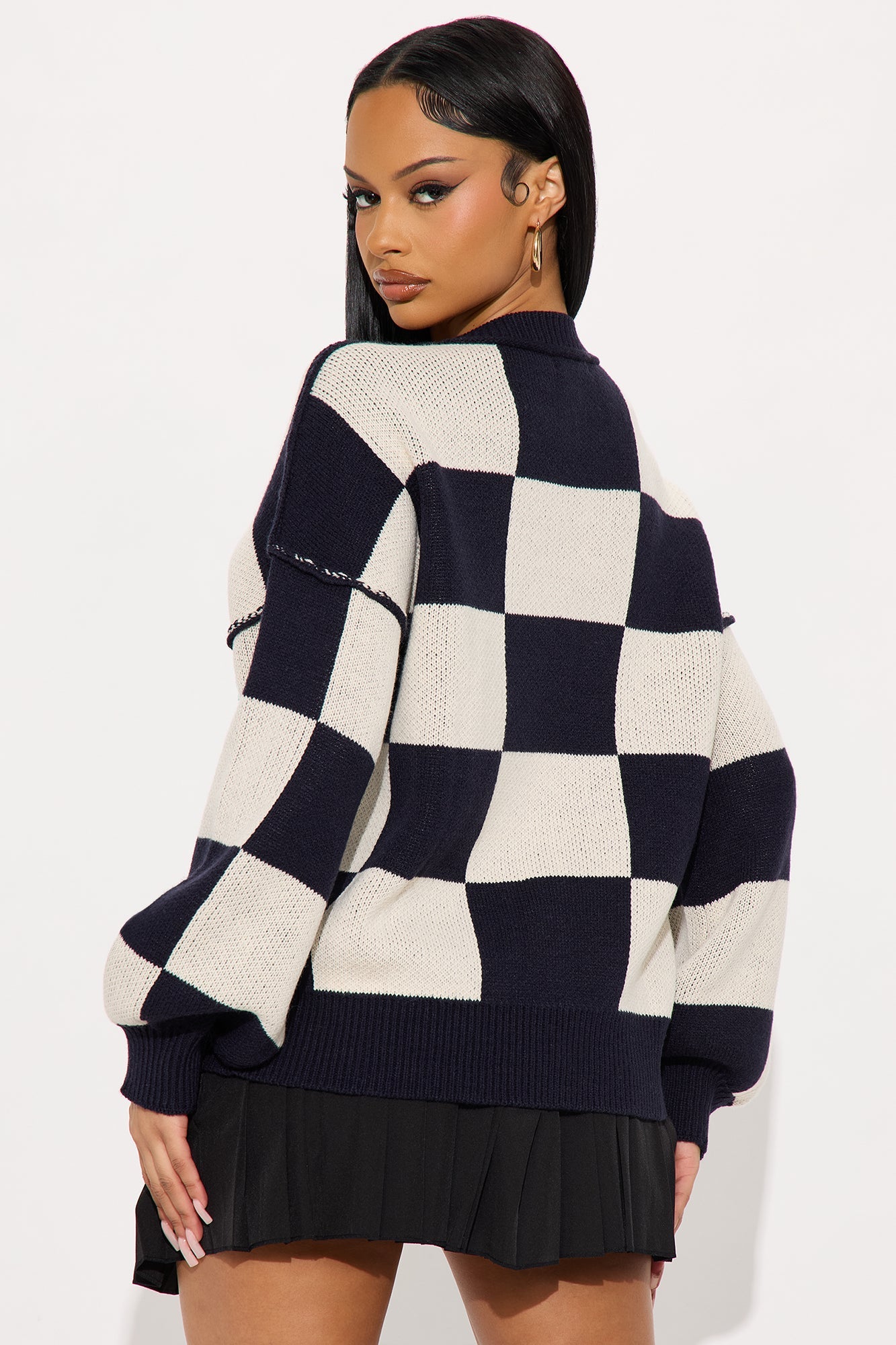 Lost On You Checkered Sweater - Black/combo