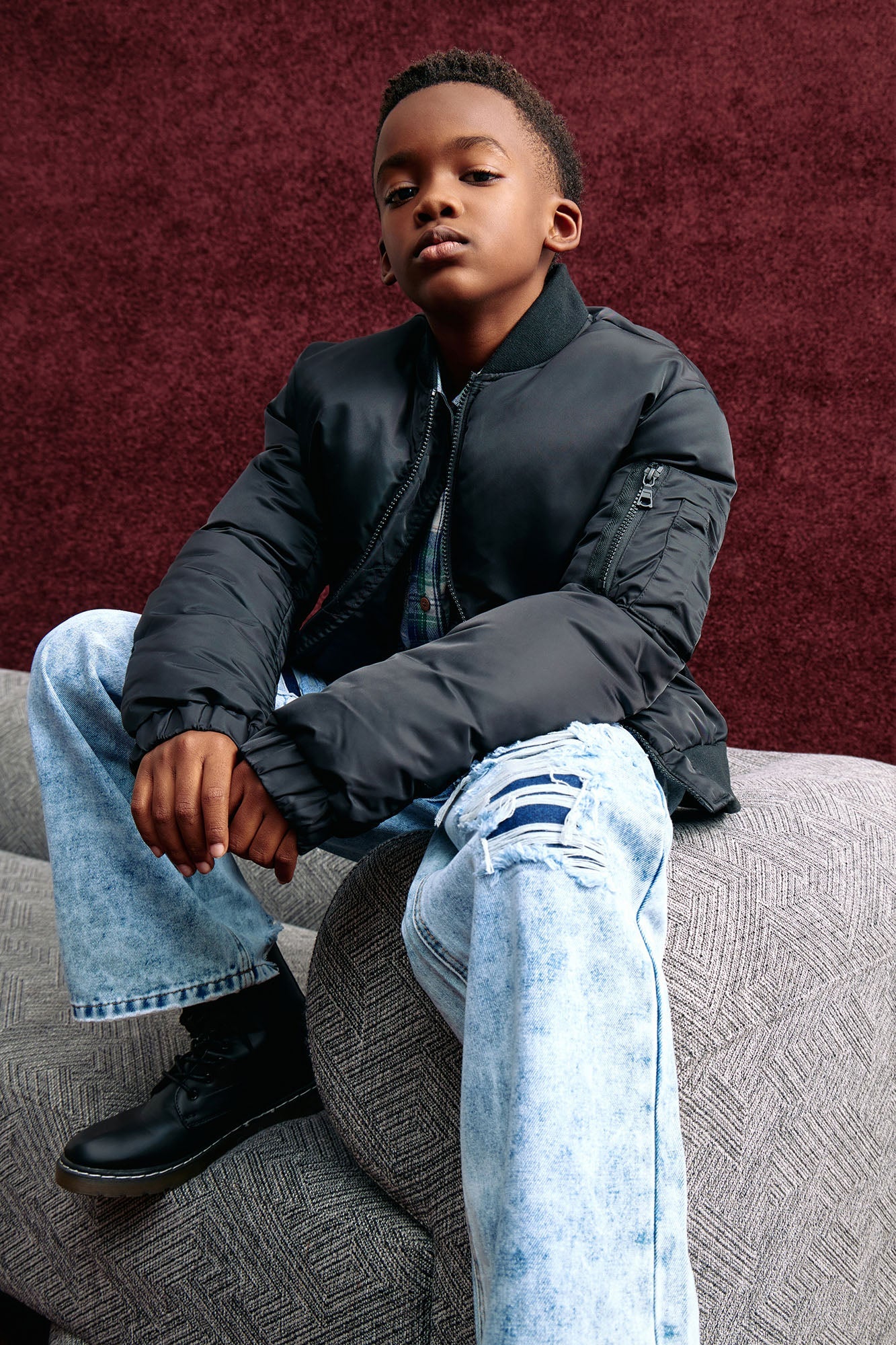 Mini Been Real Nylon Bomber Jacket - Black