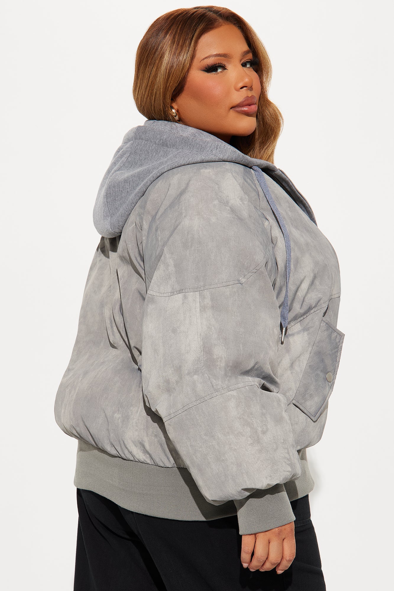 No Big Deal Washed Puffer Jacket - Grey