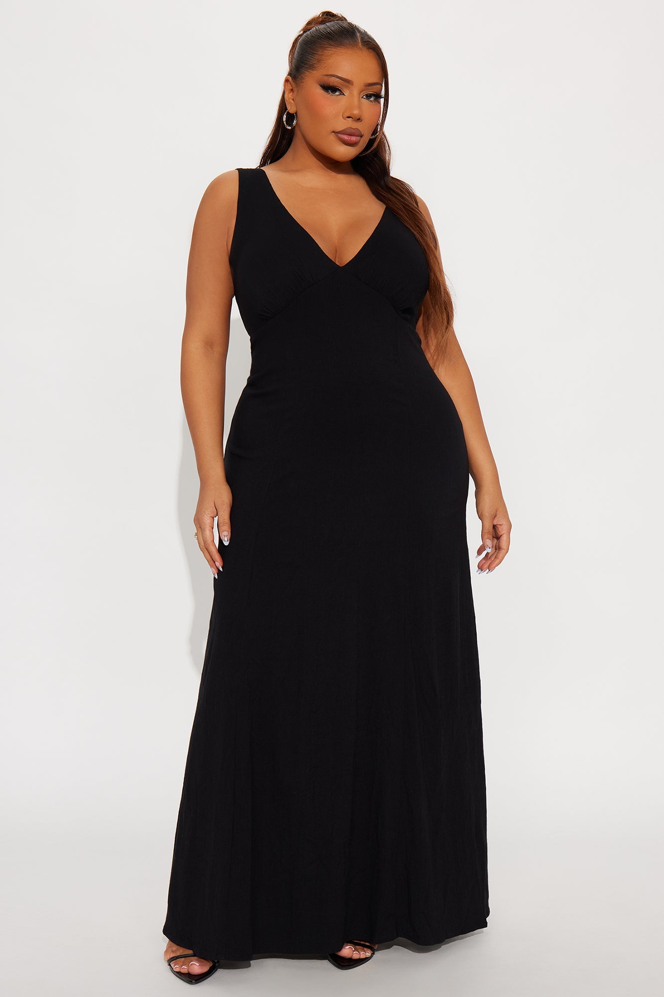 Daniella Stretch Linen Maxi Dress - Black