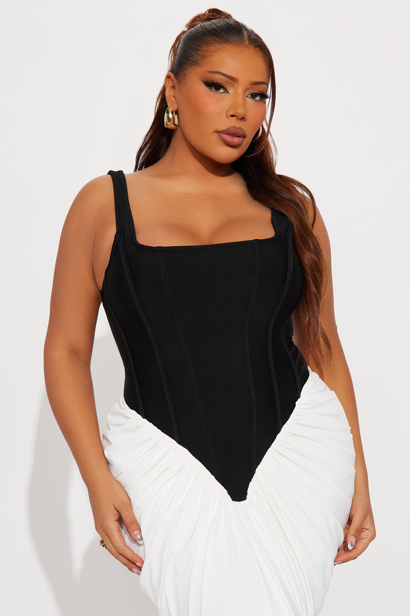 Sterling Draped Gown - Black/White