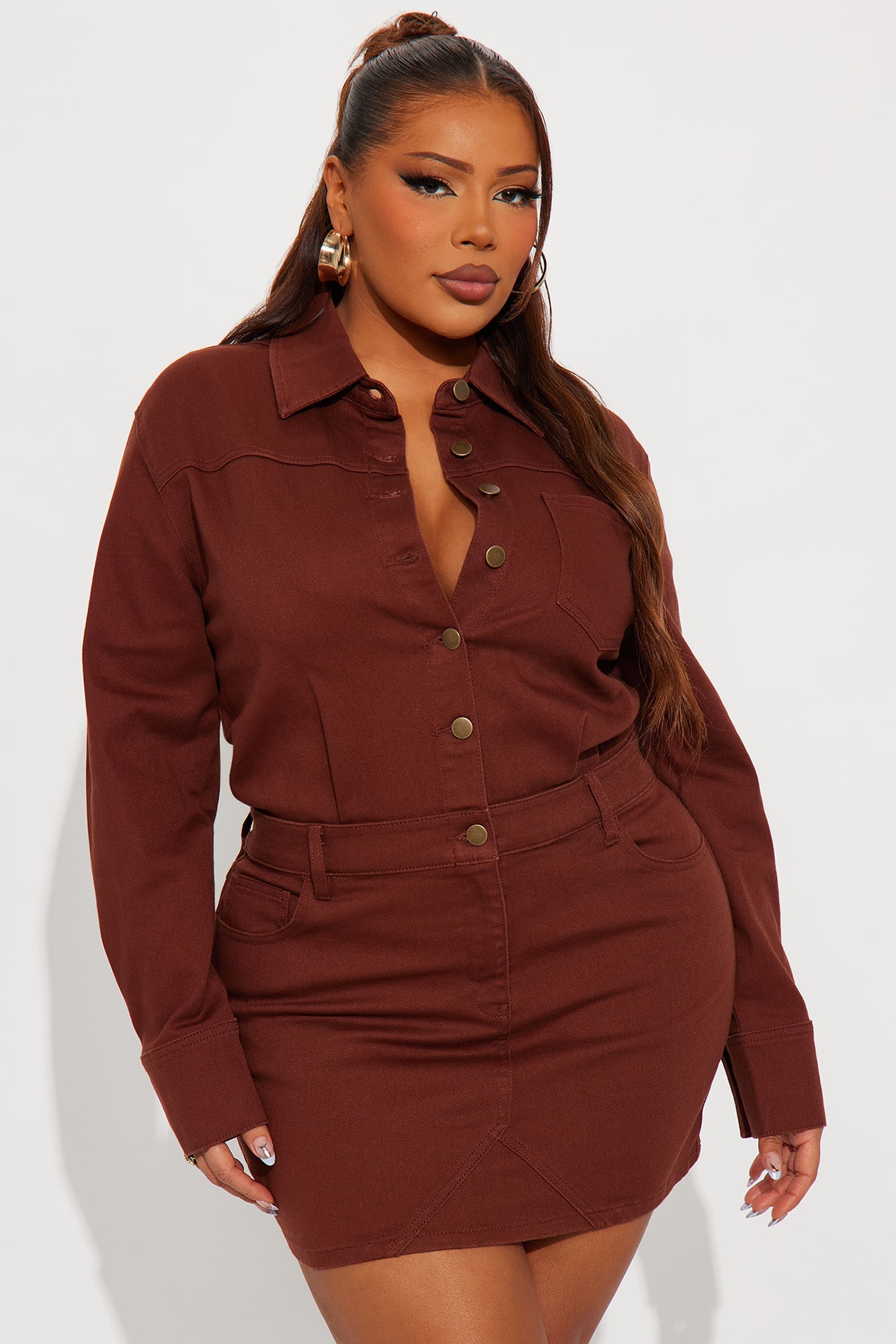 Belleville Denim Mini Dress - Brown