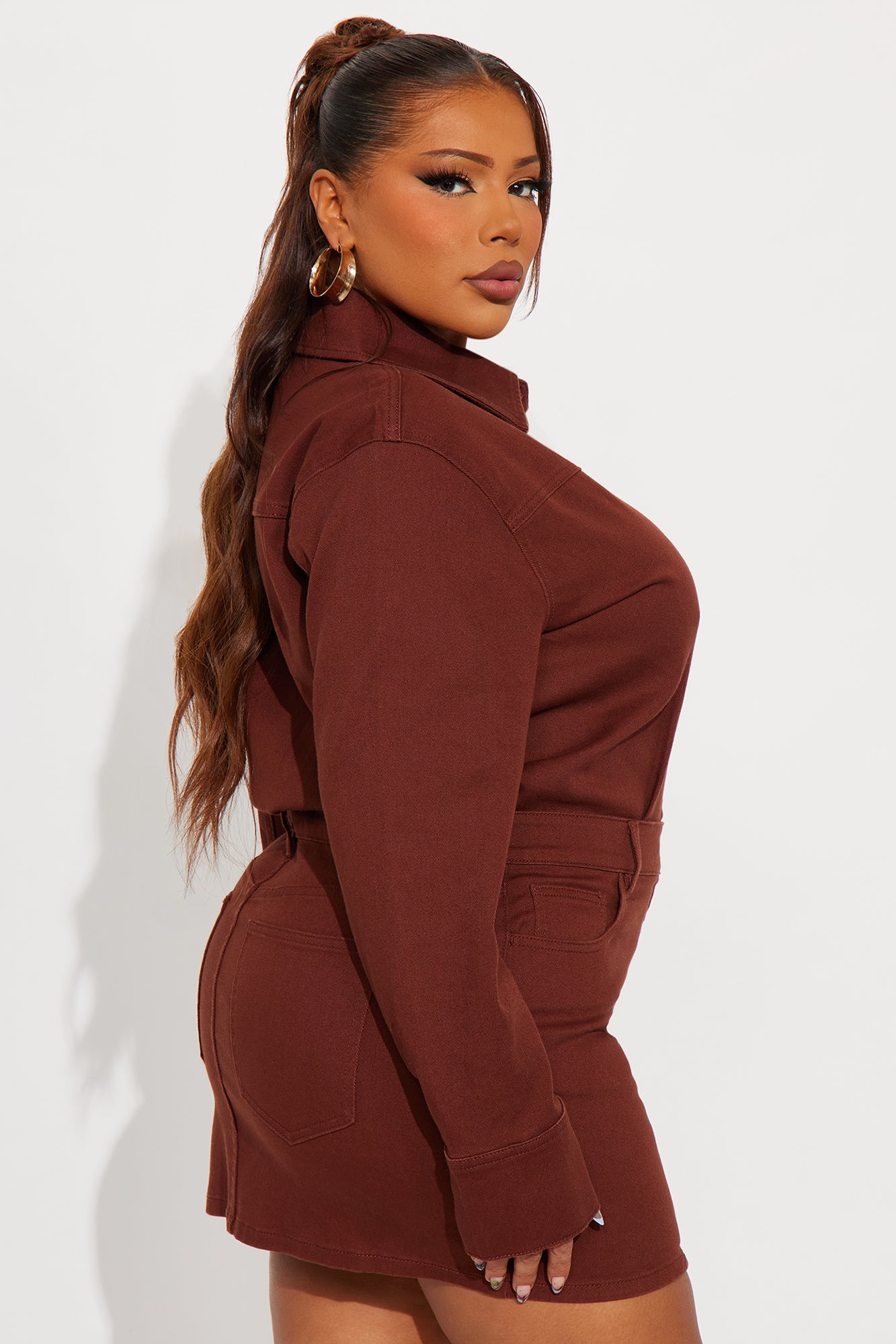 Belleville Denim Mini Dress - Brown