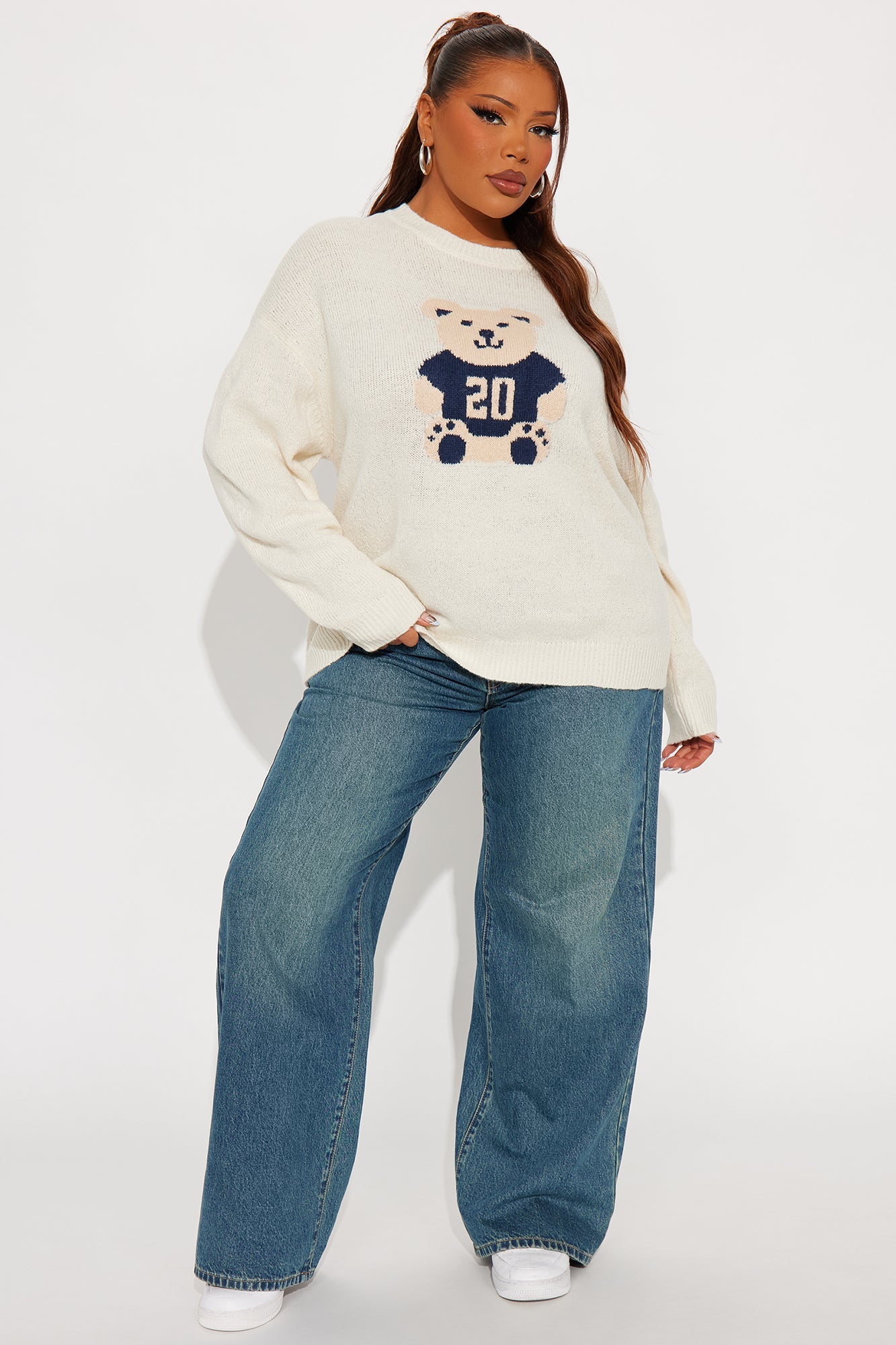 Teddy Buddy Pullover Sweater - Cream/combo