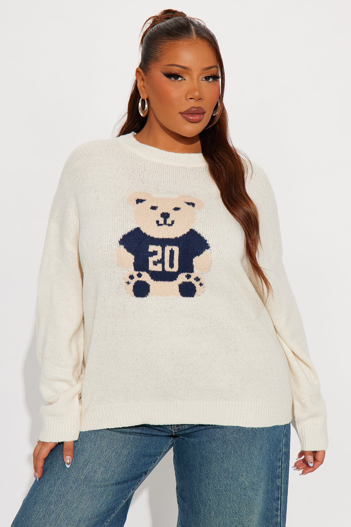 Teddy Buddy Pullover Sweater - Cream/combo