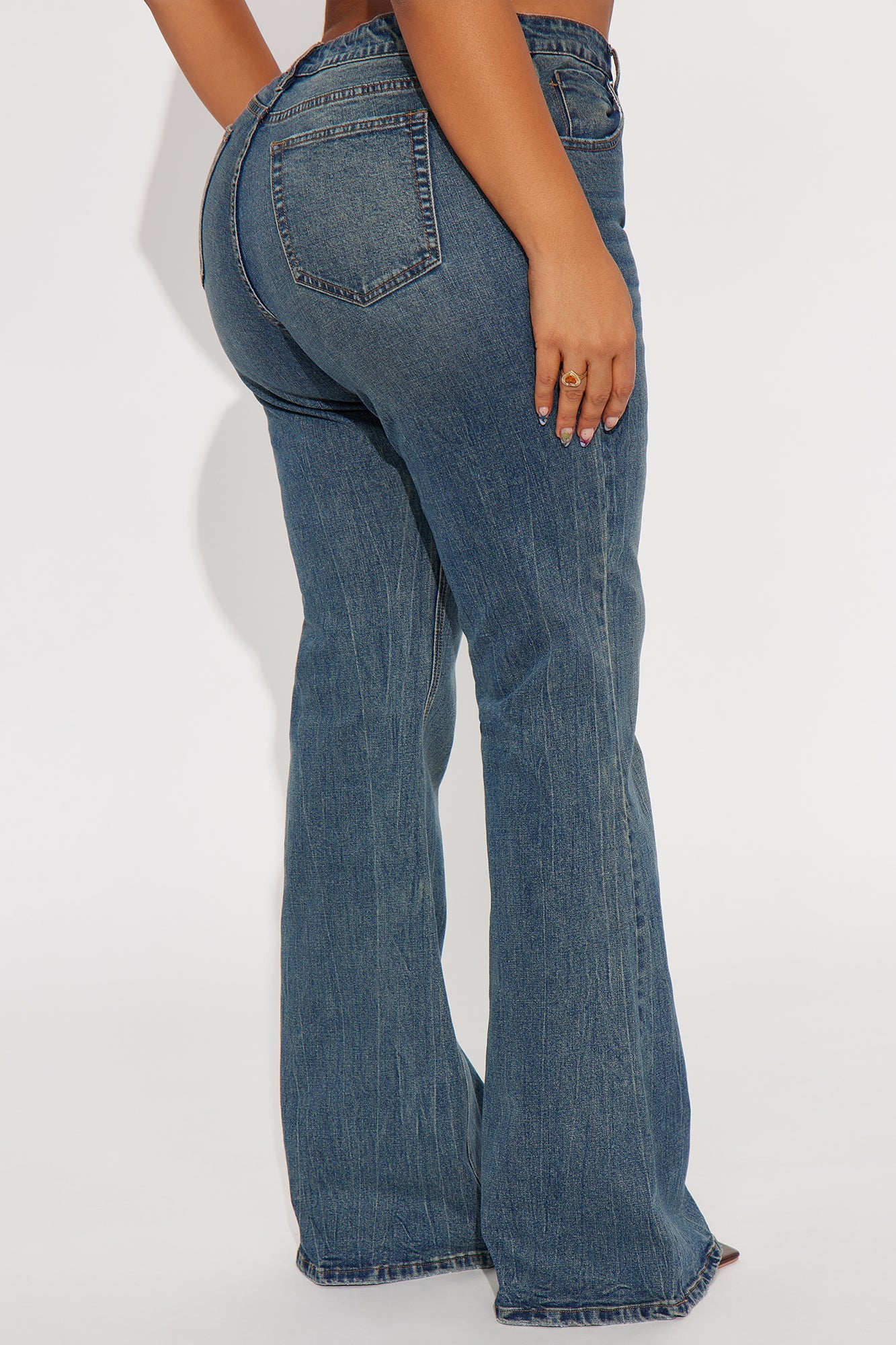 Endless Stretch Low Rise Flare Jeans - Vintage Wash