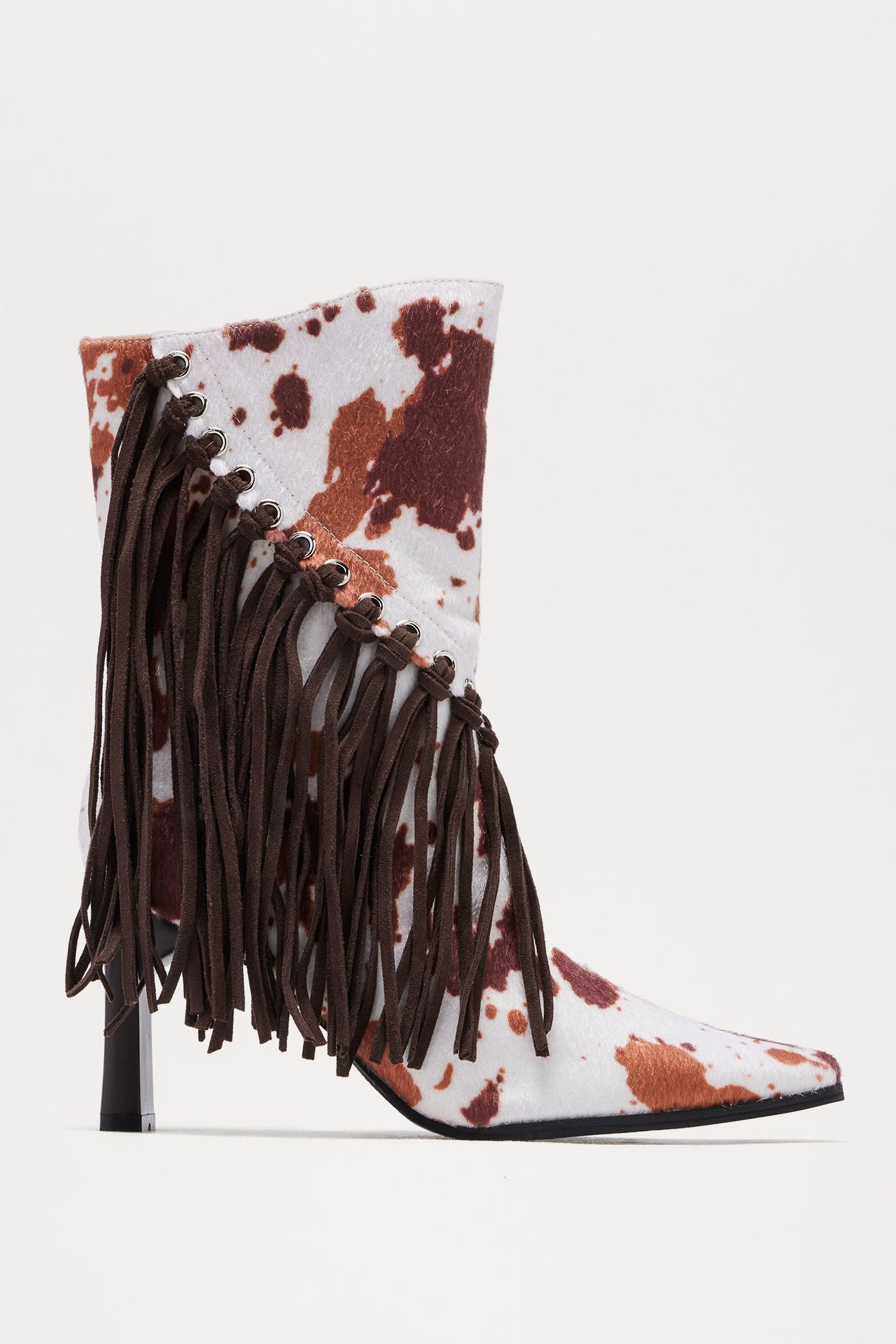 Dolly Fringe Booties - Brown/combo