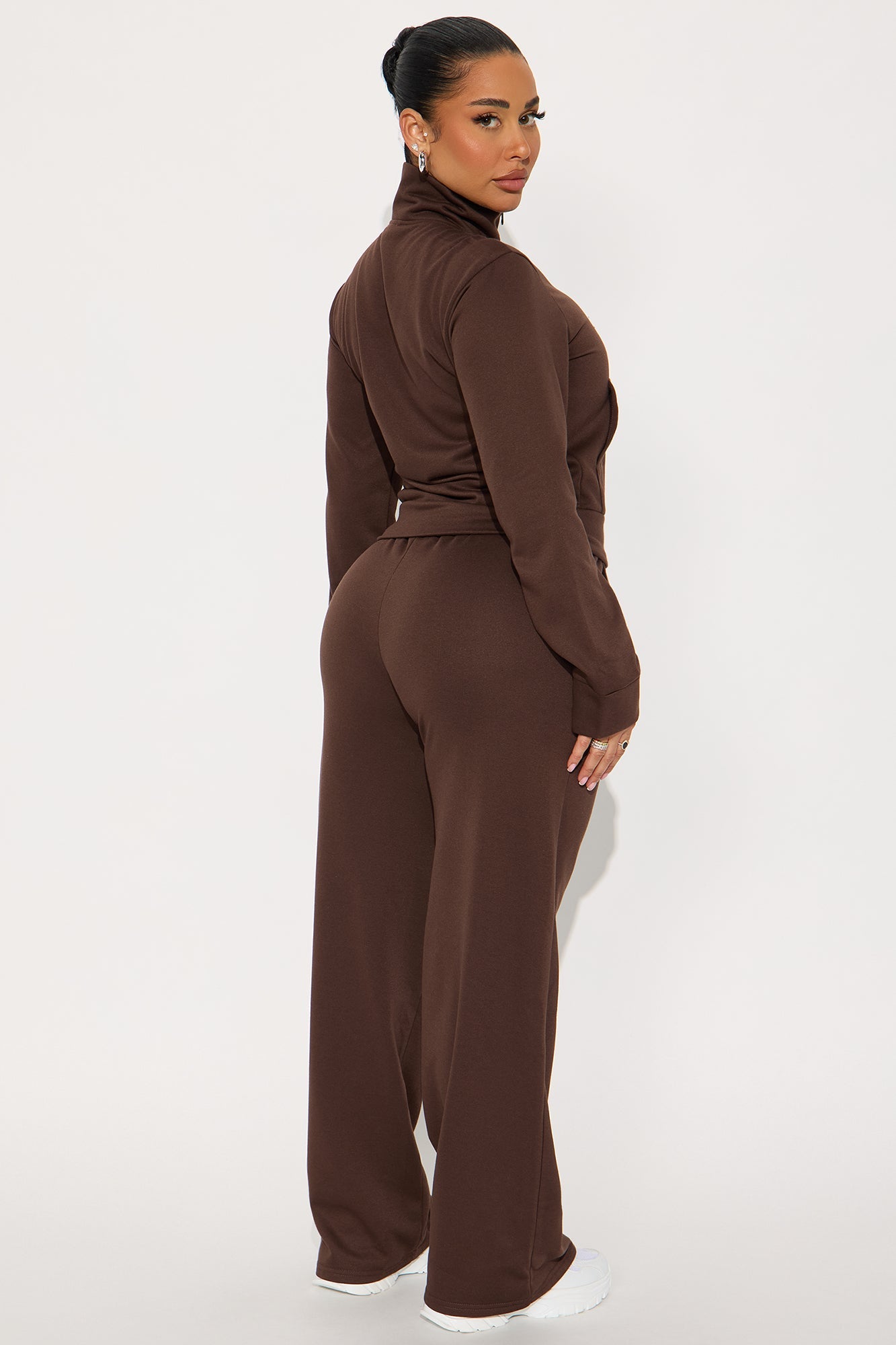 Blake Zip Up Fleece Pant Set - Chocolate