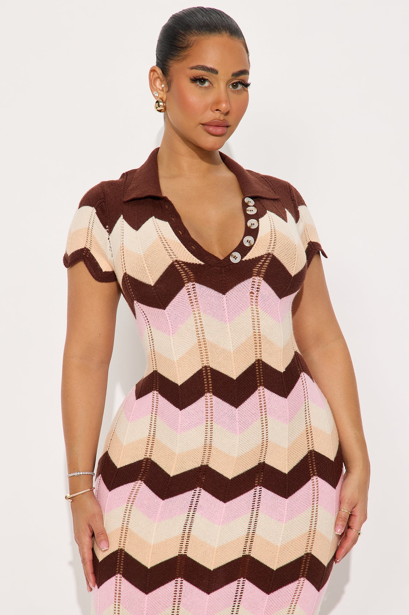 Always Happy Knit Maxi Dress - Brown/combo