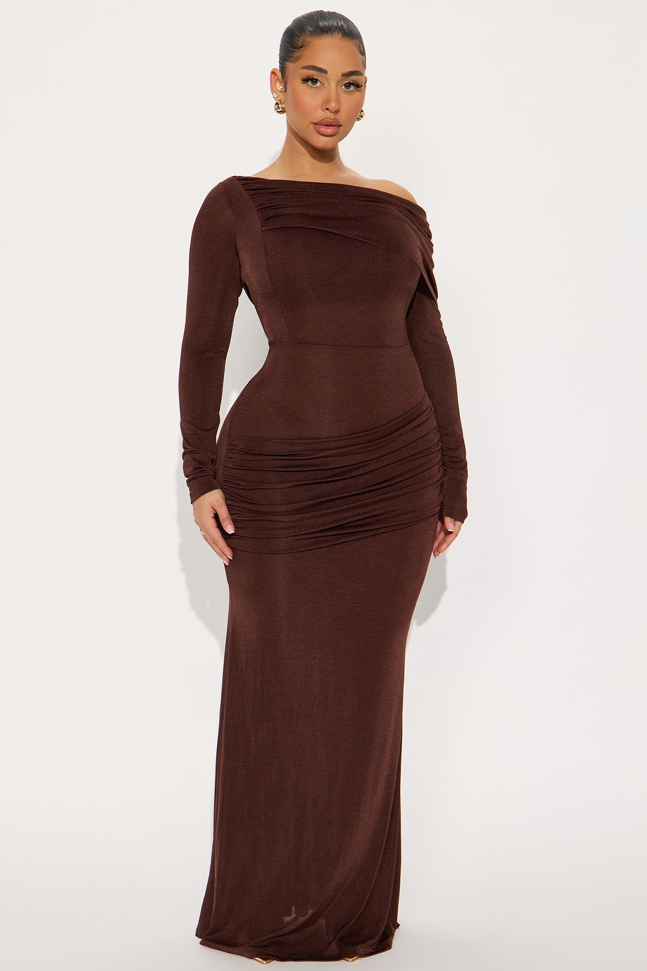 Talk Much Draped Maxi Dress - Brown