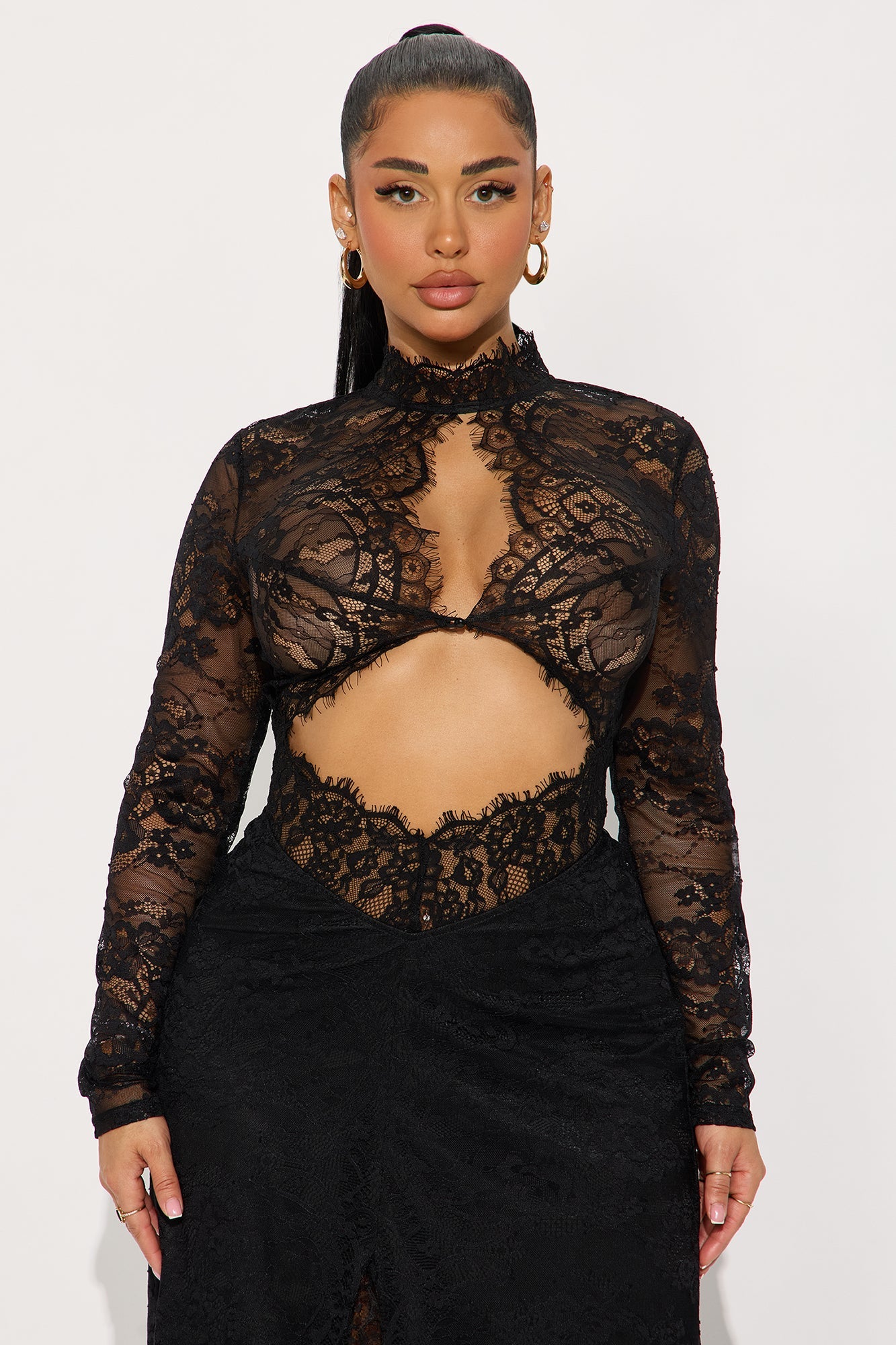 Dark Temptation Cut Out Lace Gown - Black