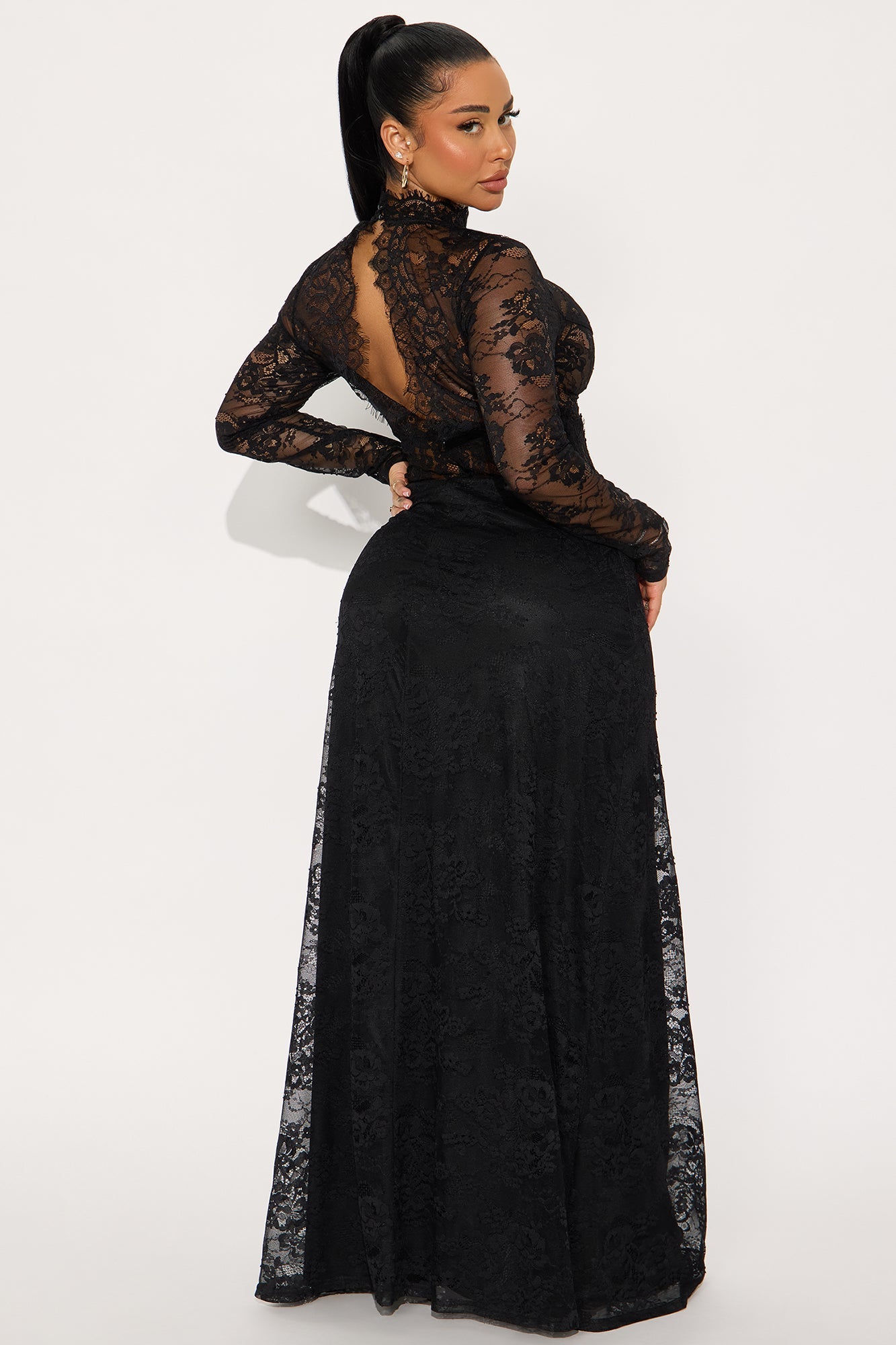 Dark Temptation Cut Out Lace Gown - Black