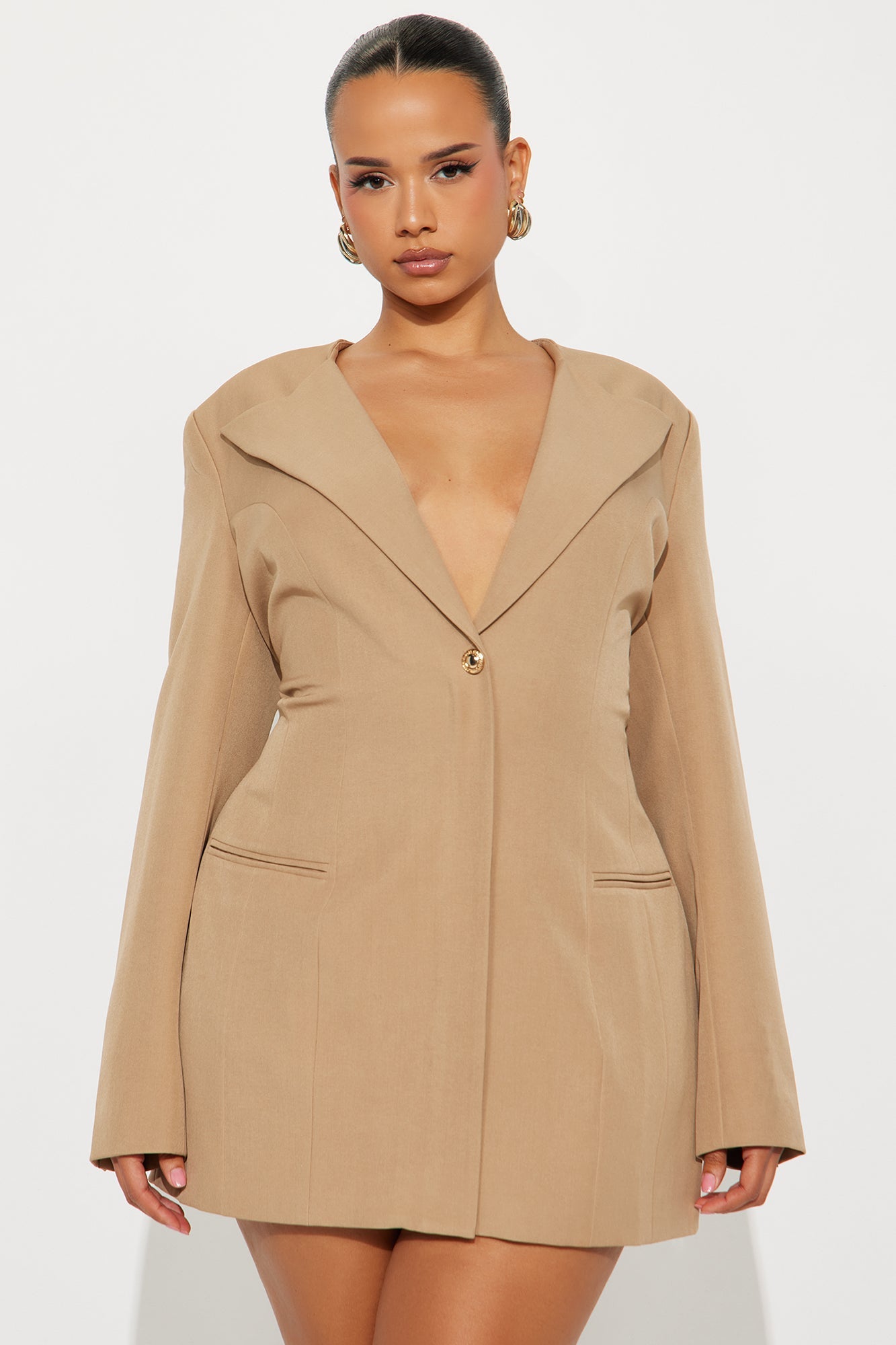 Subtle Control Blazer Mini Dress - Mocha