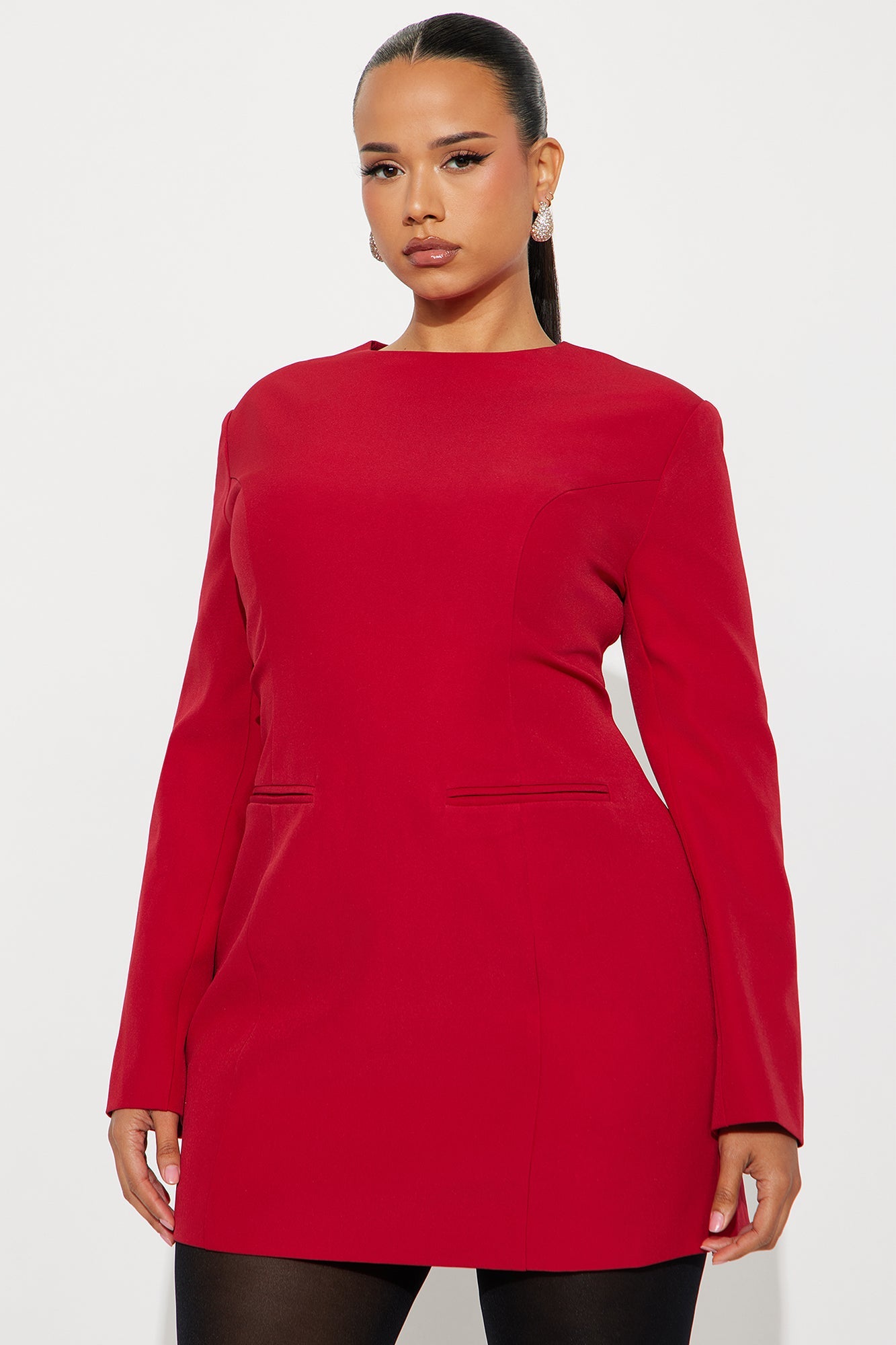 To The Point Tailored Mini Dress - Red