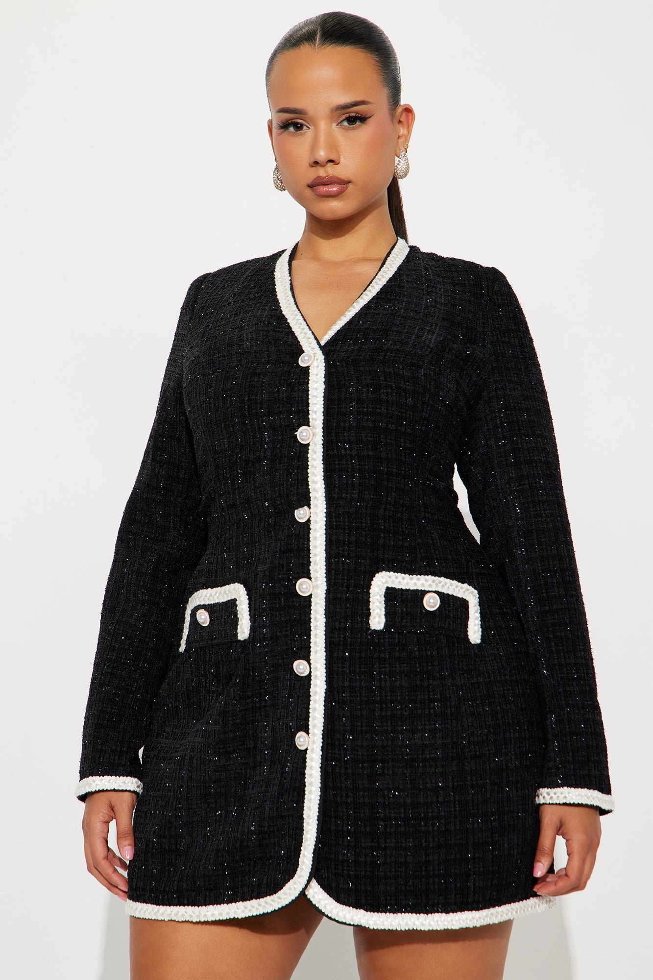 Clemence Tweed Mini Dress - Black/combo