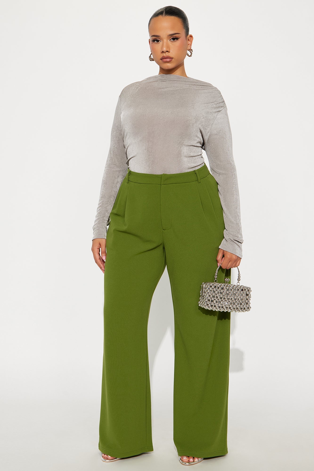Elma Wide Leg Trouser - Green