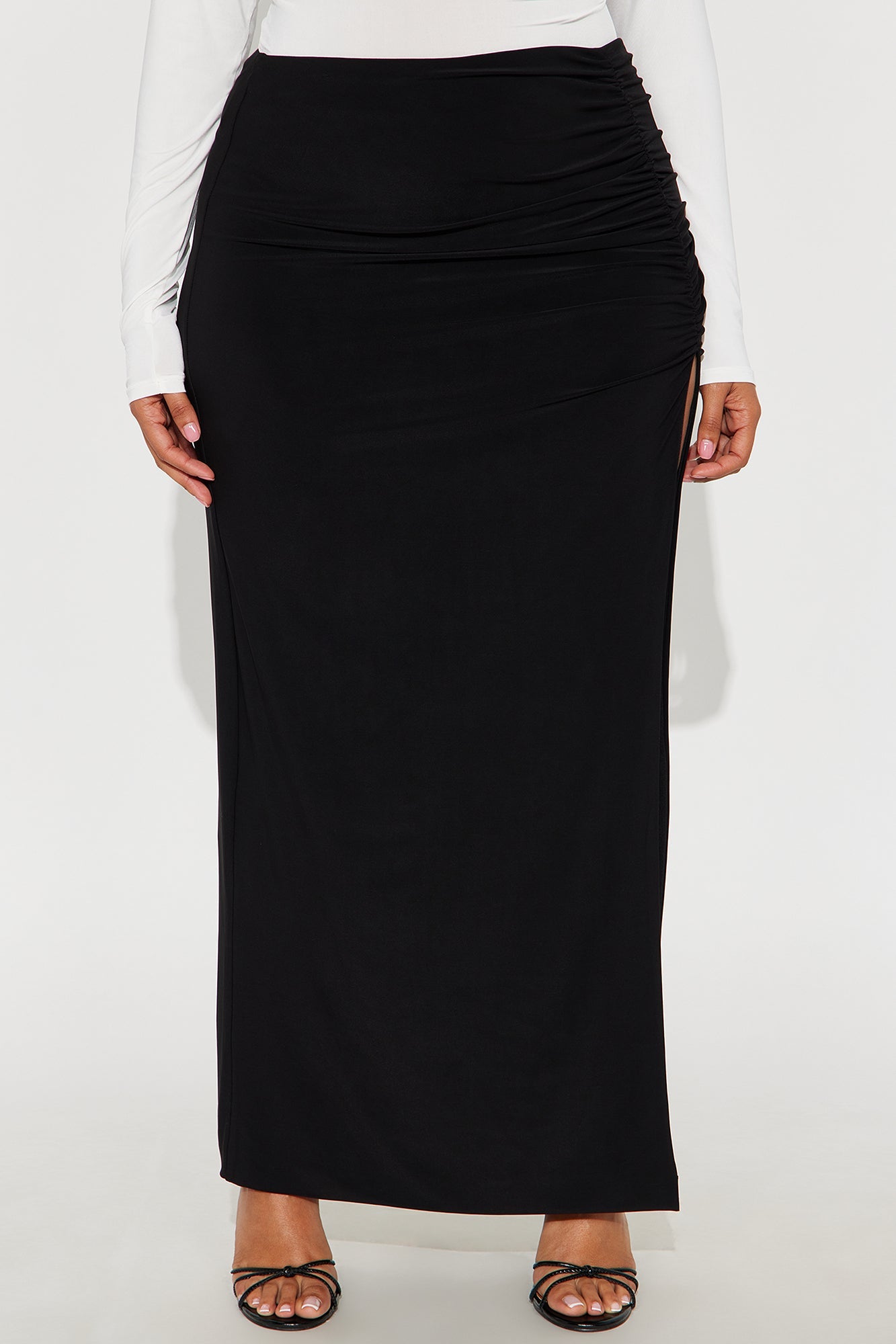 Hard To Handle High Slit Maxi Skirt - Black