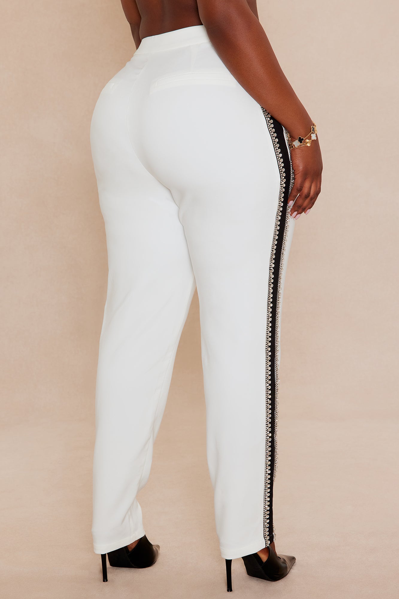 Riannon Rhinestone Embellished Pant - White/Black